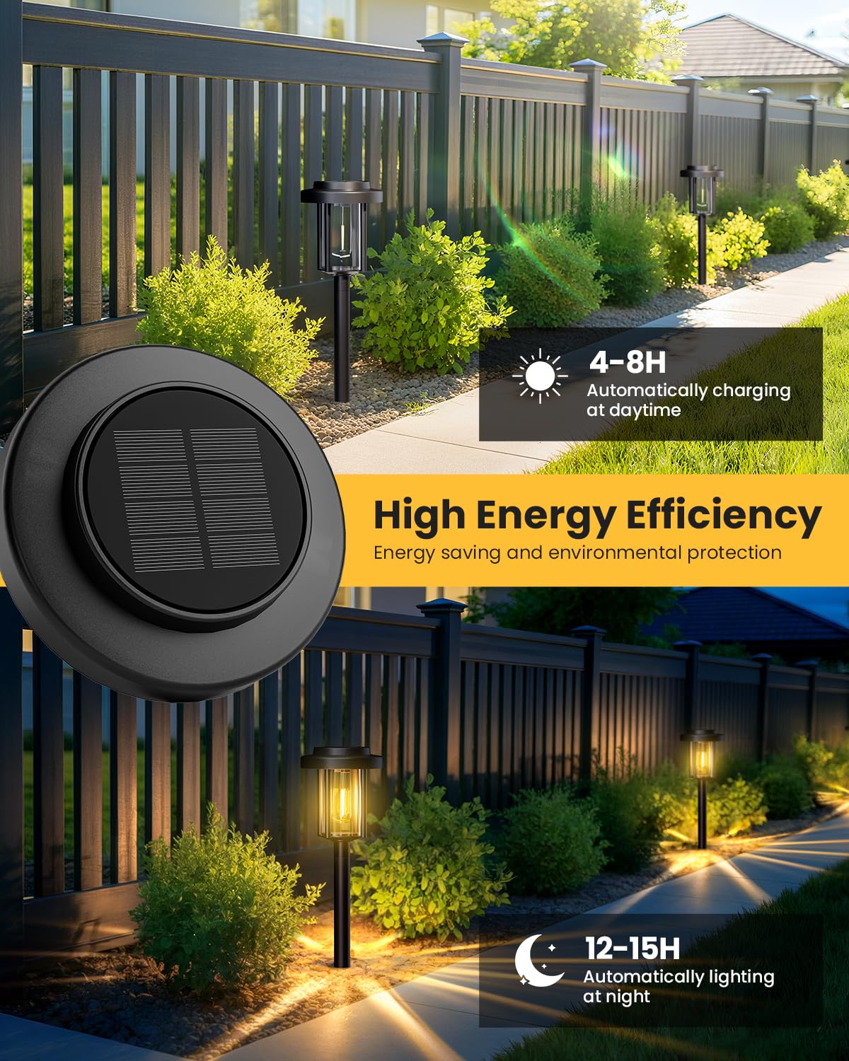 HMDecor Solar Pathway Lights, 12 Pack Solar Light Outdoor IP65 Waterproof, Garden Lights Solar Powered, Outside Decor Landscape Lighting for Yard, Path, Driveway, Walkway (Warm White) 4