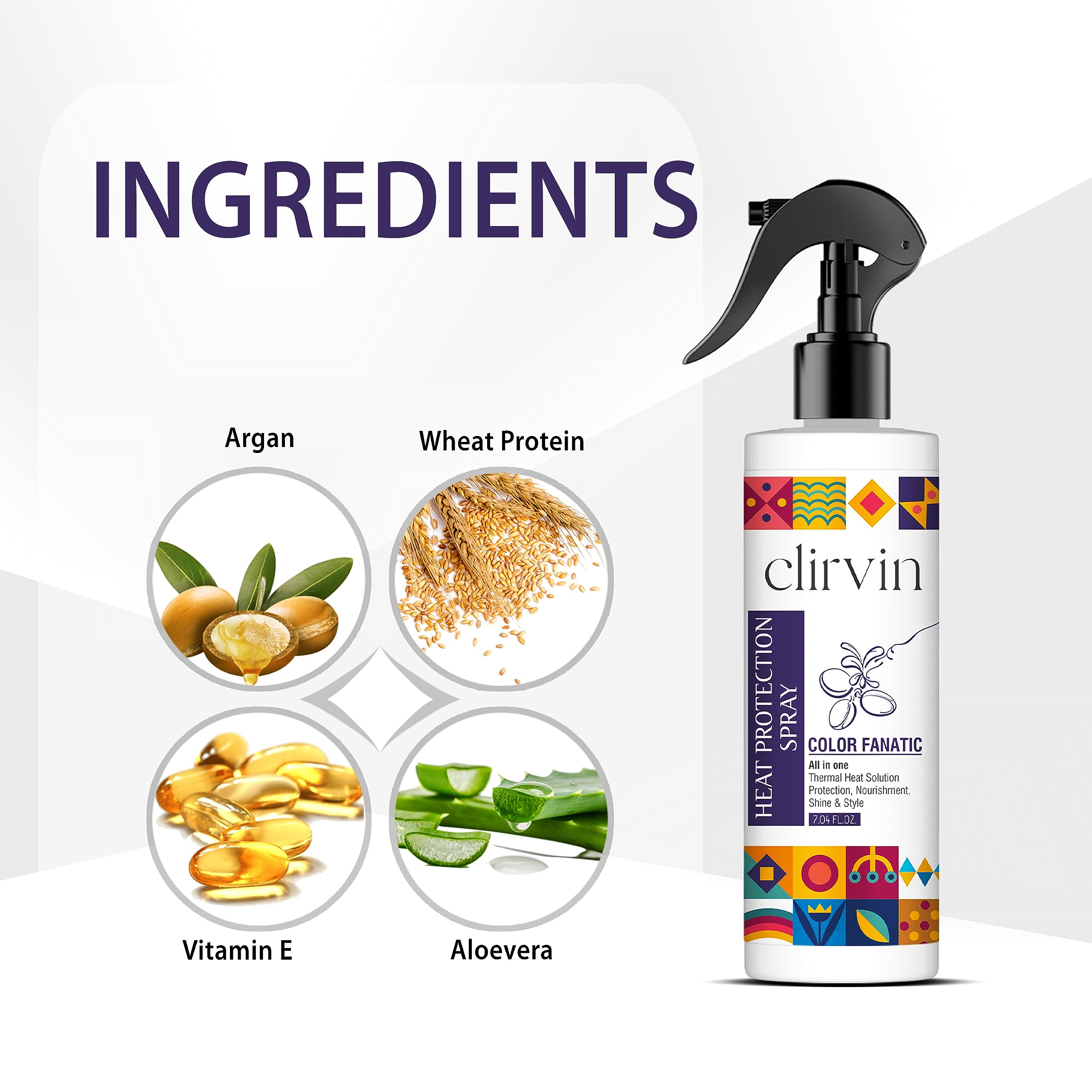 Clirvin Color Fanatic Heat Protectant Spray for Curl & Color Protection|Rosemary & AloeVera Sulphate and Paraben free (600 ml) 5