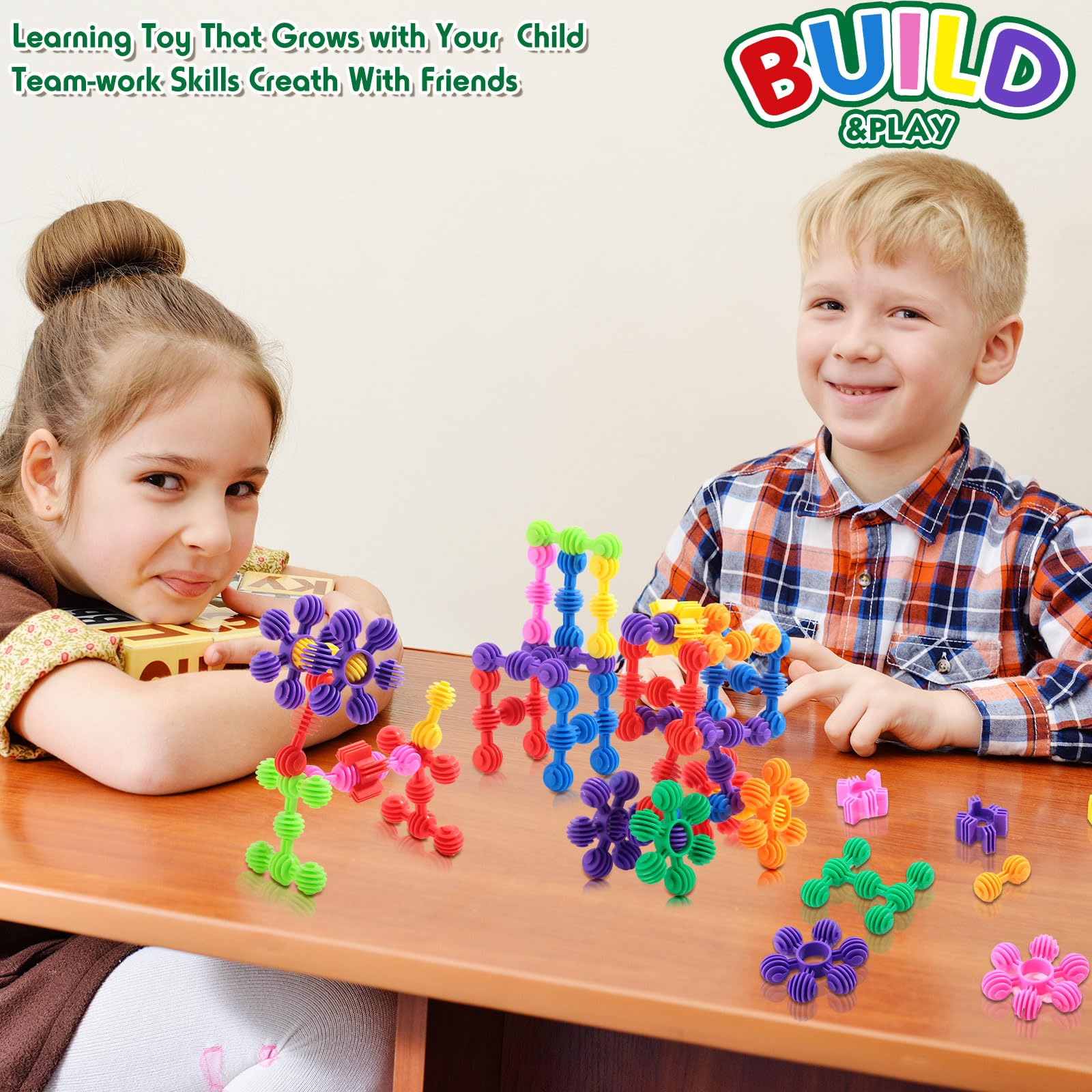 Jenaai 120 Pcs Star Stem Building Toys Plastic Connector Blocks for Teenagers with Tote Kindergarten and Preschool Table Preschool Manipulatives Sets Gift for Daughter and Son 5