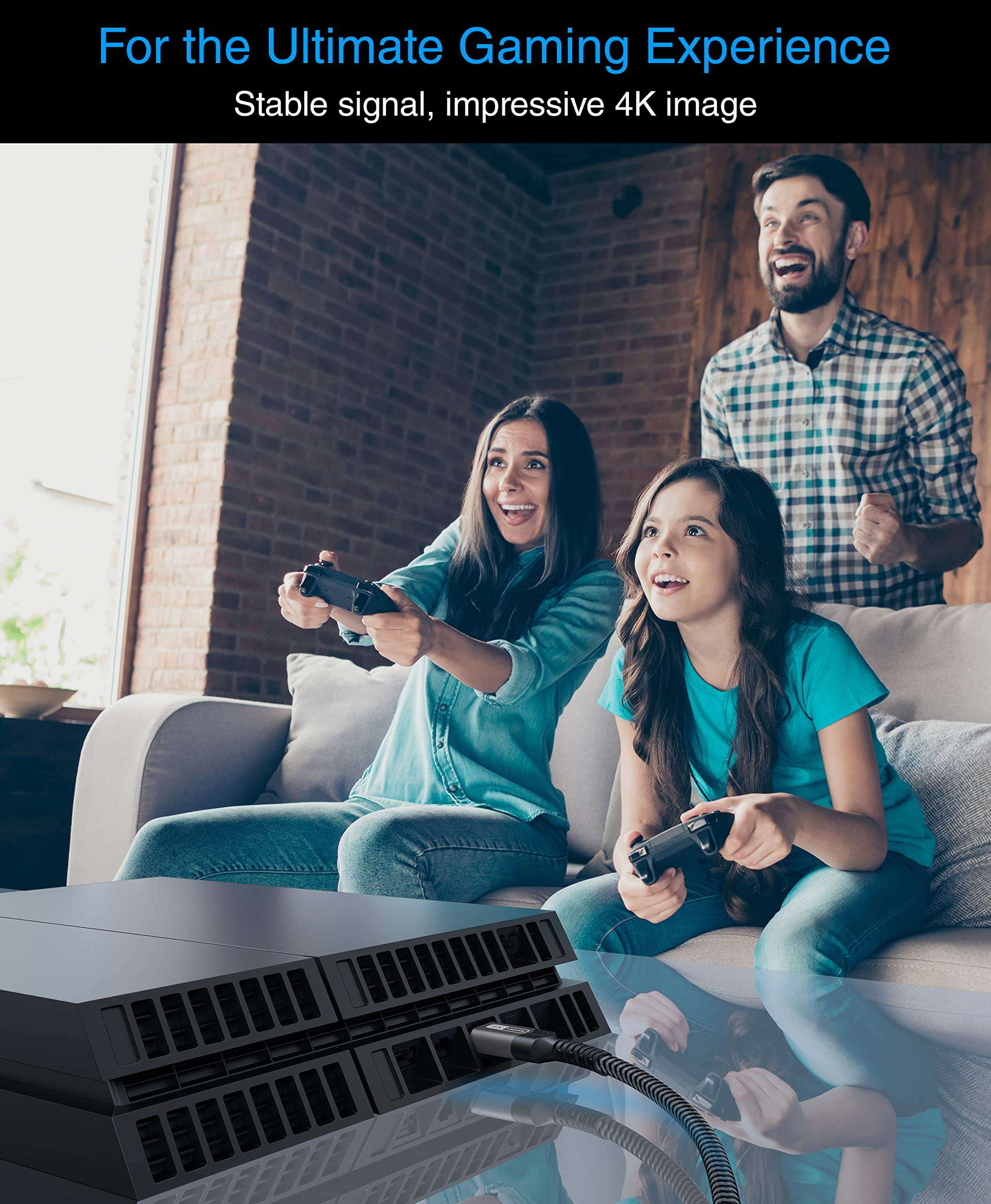 BlueRigger Ultra Series (Braided-Nylon) 4K HDMI Cable/HDMI Cord (6 feet / 1.8 Meters, HDMI to HDMI, TOP Series) supports (4K@60HZ,1080p, UHD/Ultra HD, High Speed with Ethernet, ARC, PS4, XBOX, HDTV) 4