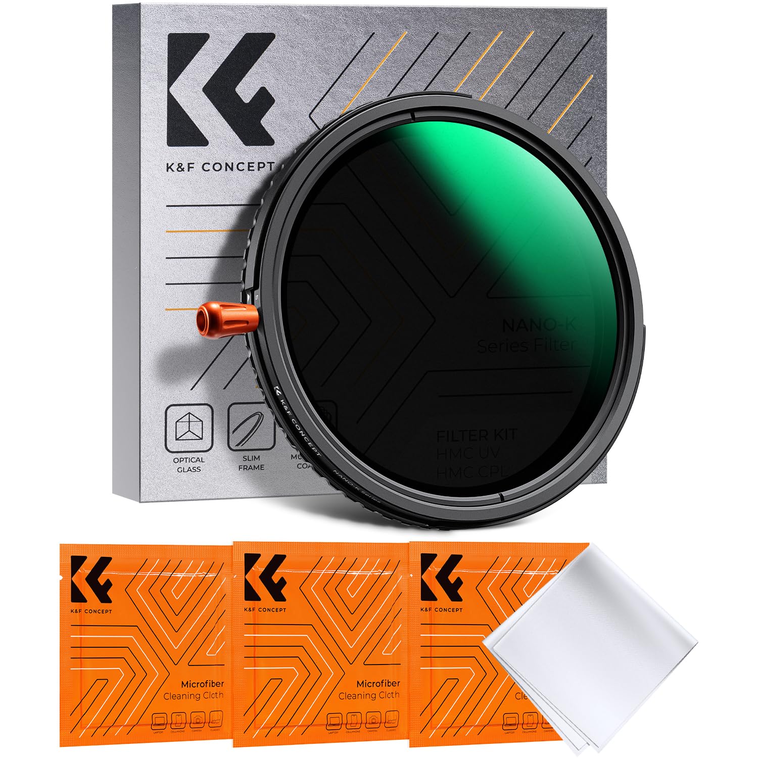 K&F CONCEPT 37mm Black Diffusion Mist Effect 1/4 & Variable ND2-32(1-5 Stops) & Circular Polarizing Filter CPL-in 1 Lens Filter with 18 Multi-Coatings for Camera Lenses (K-Series)