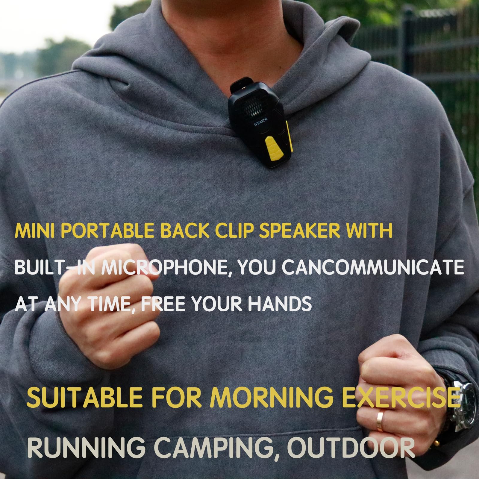 Morseatooke Wearable Bluetooth Speaker with Built-Built-in Noise-Canceling Microphone-Free Calling IP67 Waterproof Wireless Speaker with Built-in Lighting for Biking Portable Wearable Audio Device 3