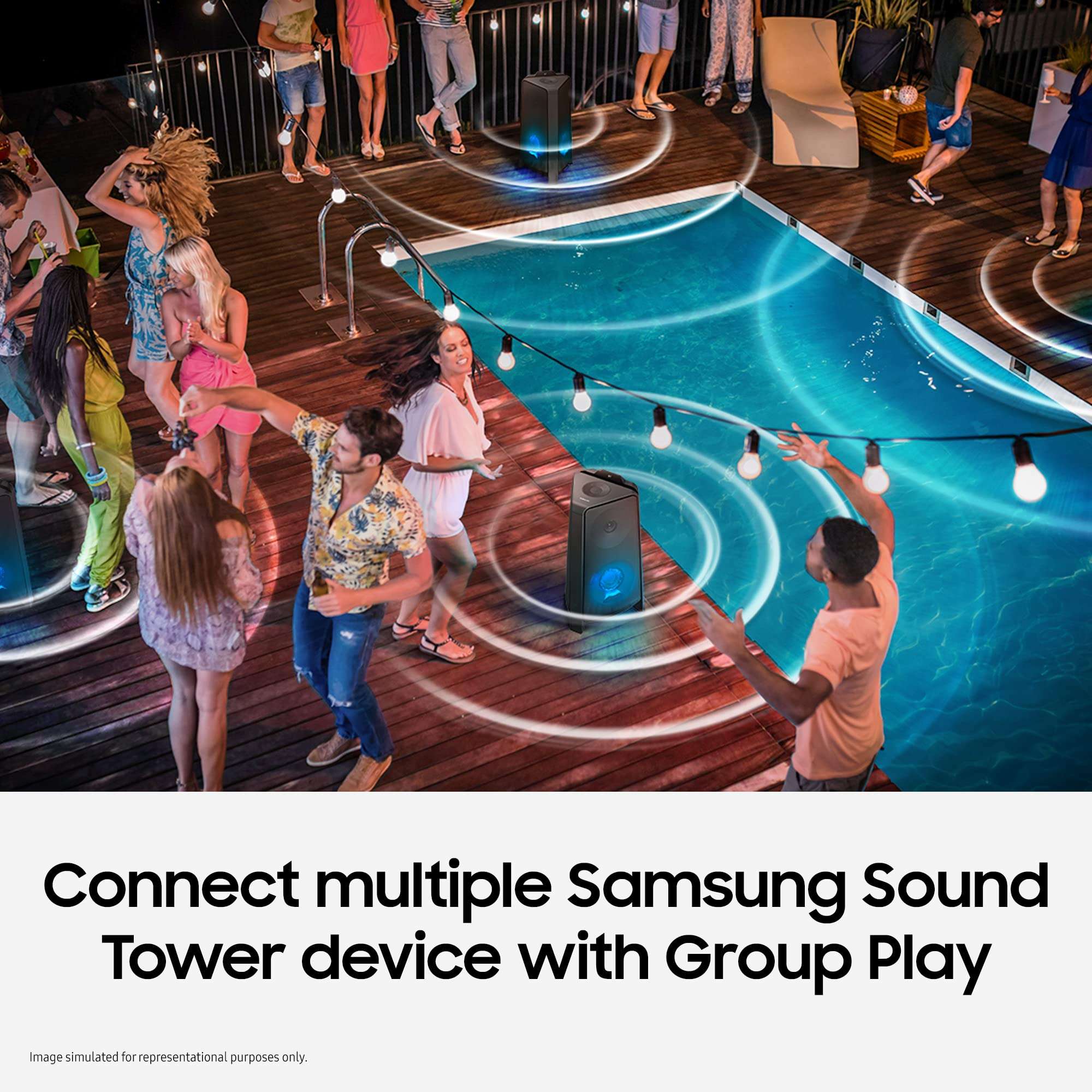 Samsung {MX-T50/XL) Sound Tower High Power Audio, Floor Standing Speaker, Bi-Directional Sound, Water Resistant, Party Lights, Bluetooth Multi-Connection, USB Music Playback (Black) 5