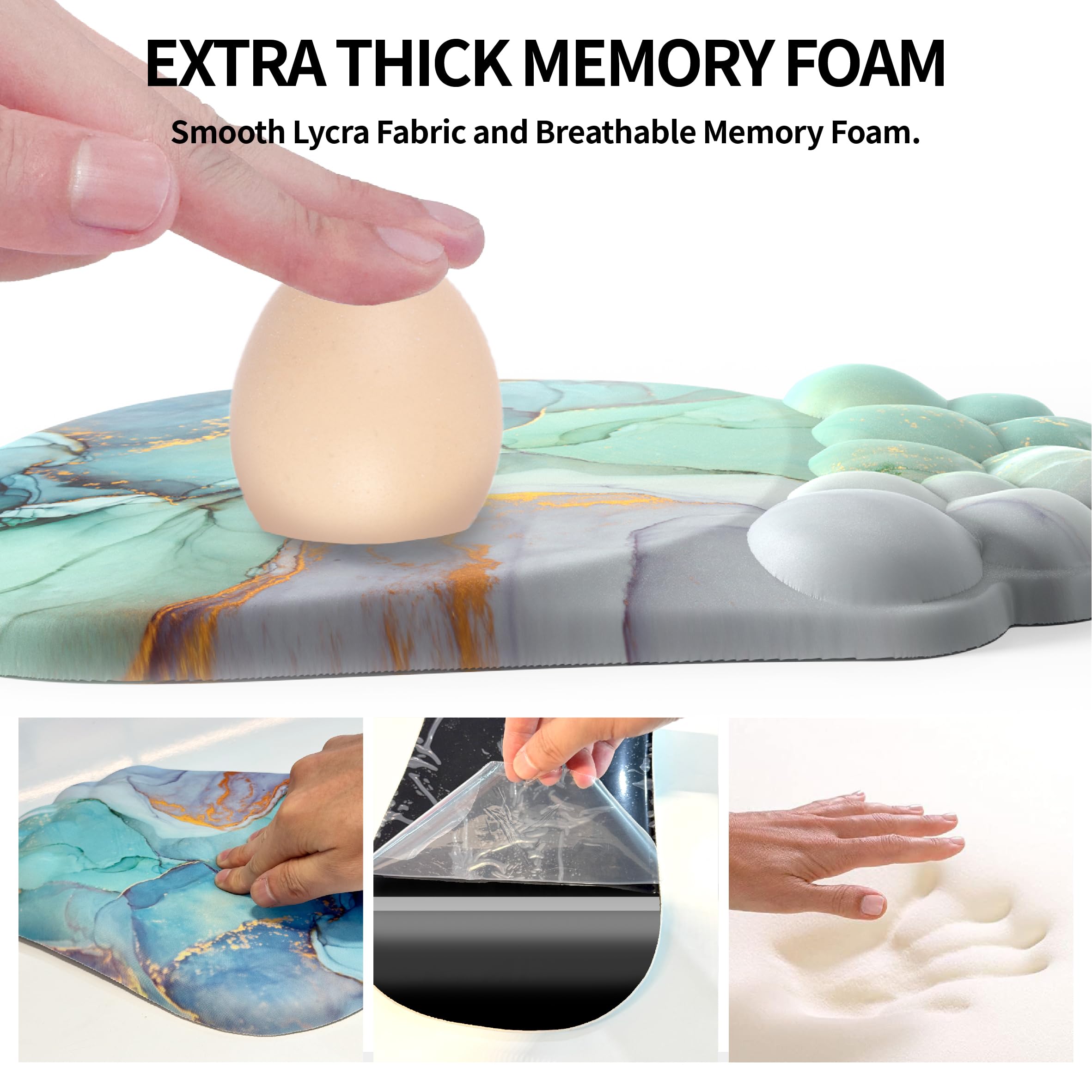 ANGKOYT Ergonomic 2 in 1 Cloud Mouse Pad and Keyboard Wrist Rest, Non-Slip, Relieves Wrist Pain - Blue Marble 3