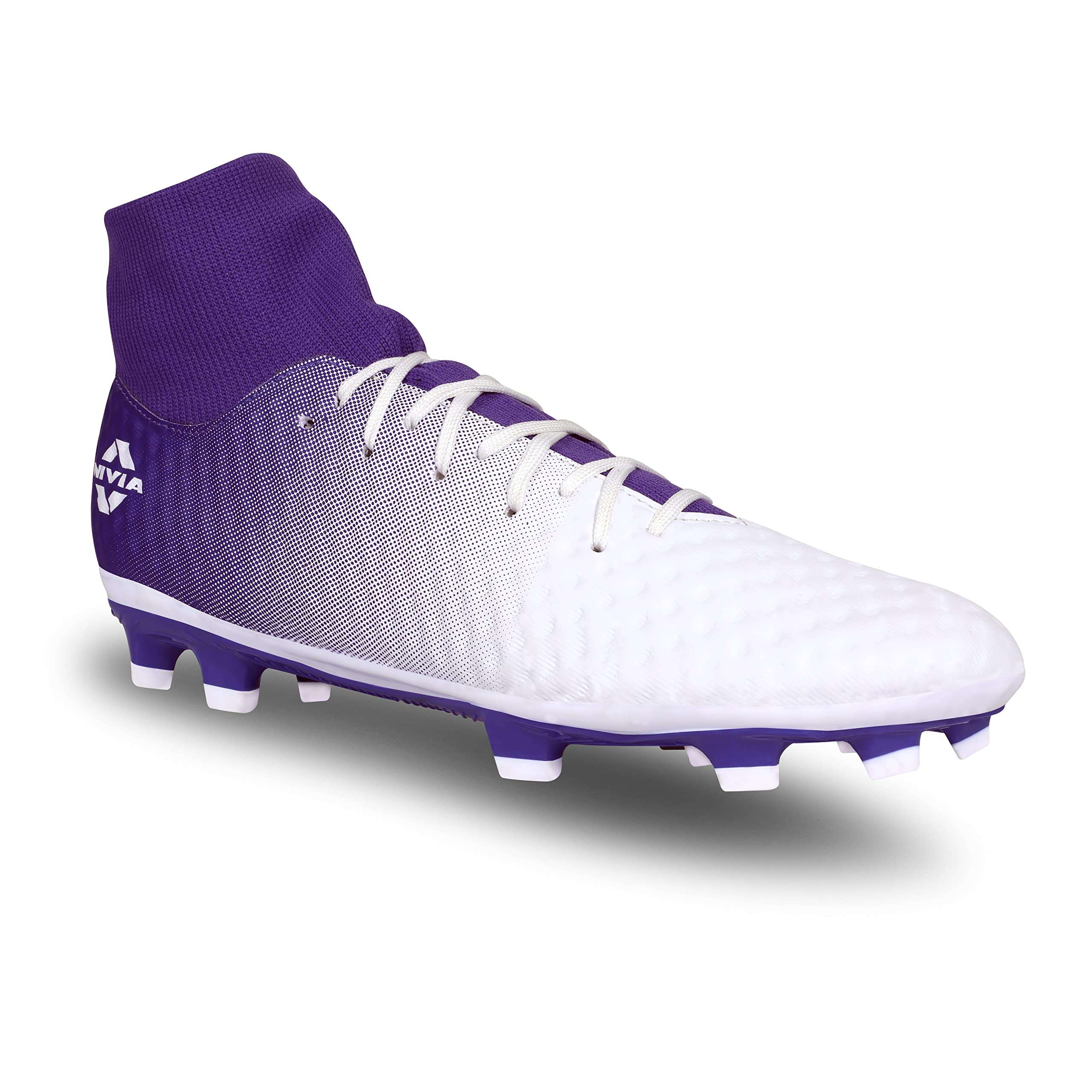 Nivia Oslar Blade 2.0 Football Shoes for Men/Sports and Athletic Footwear with Upper Synthetic/Comfortable Football Shoes (White/Purple) UK-7 1