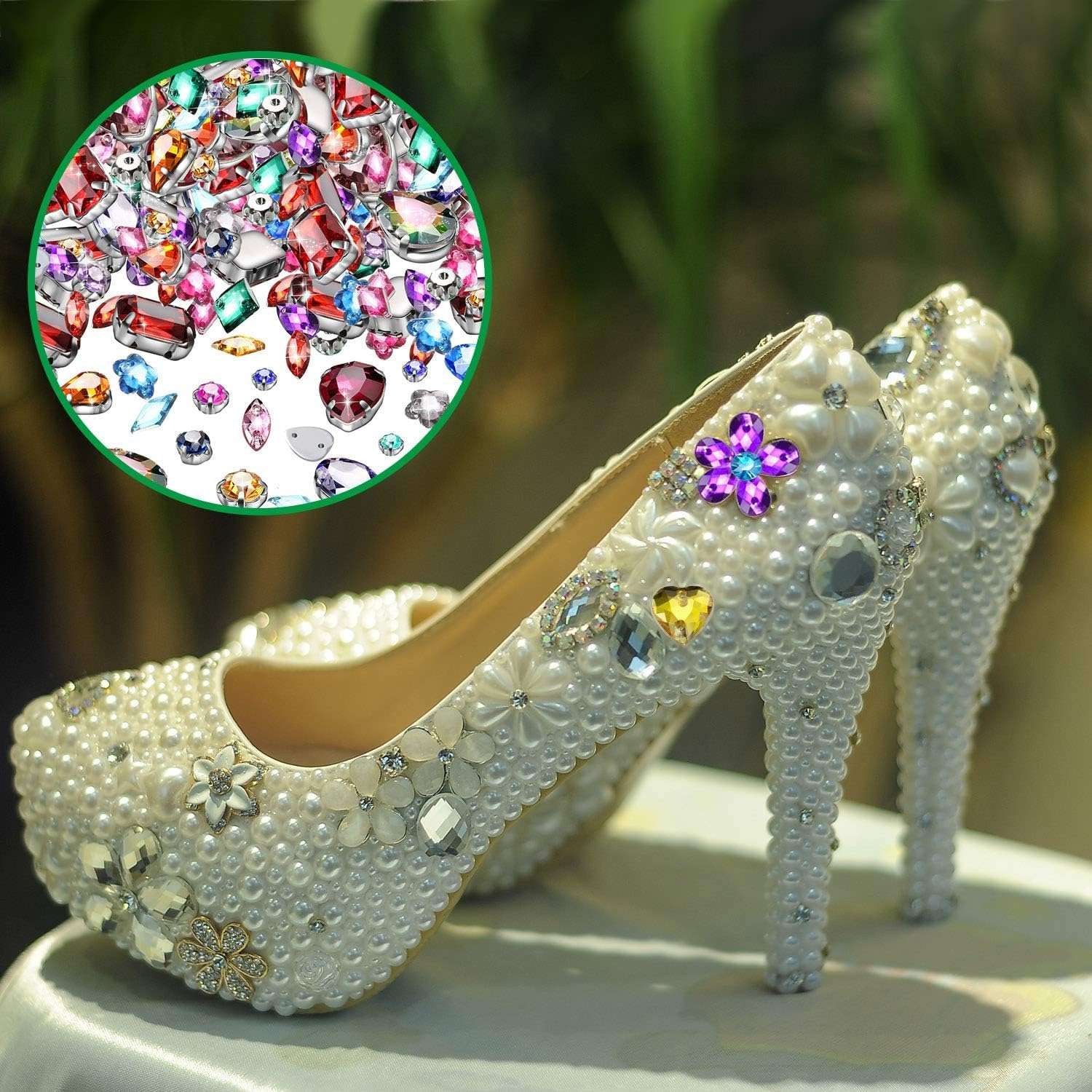 Diy Crafts 15417 50/bag Shapes Mix Clear & Jelly Candy Ab Glass Crystal Sew on Rhinestone Dress Shoes Bag Diy Trim, Pack of 450 50x9, Mix Sizes (Multicolor) 4