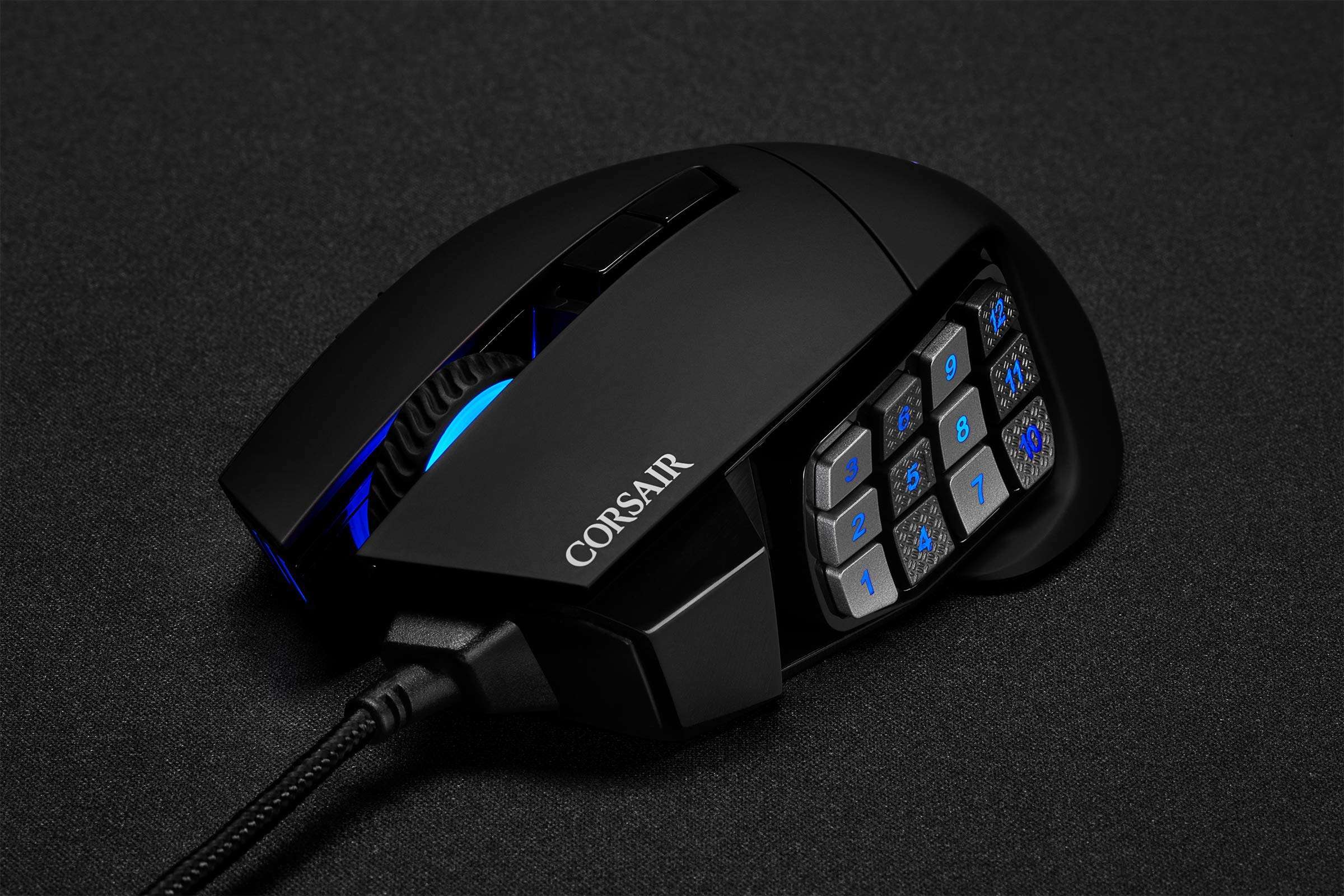 Corsair Scimitar Elite RGB Optical MOBA/MMO Gaming Mouse (18000 DPI Optical Sensor, 17 Programmable Buttons, 4-Zone RGB Multi-Colour Backlighting, Contoured Shape, On-Board Storage) - Black 3