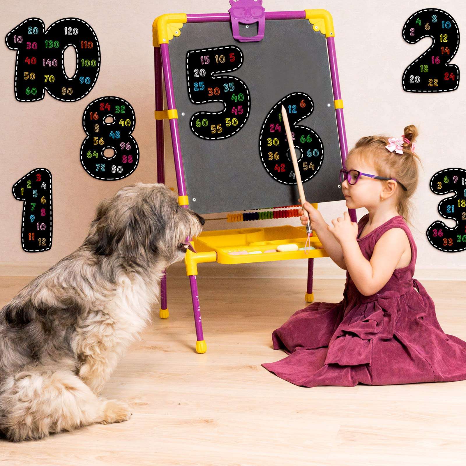 Ireer 12 Pcs Multiple Math Posters from 1 to 12 Multiplication Chart Fact Skip Counting Numbers Times Multiplication Flash Cards Poster for Kids Leaning Studying Classroom Home Decor(Black,Classic) 5