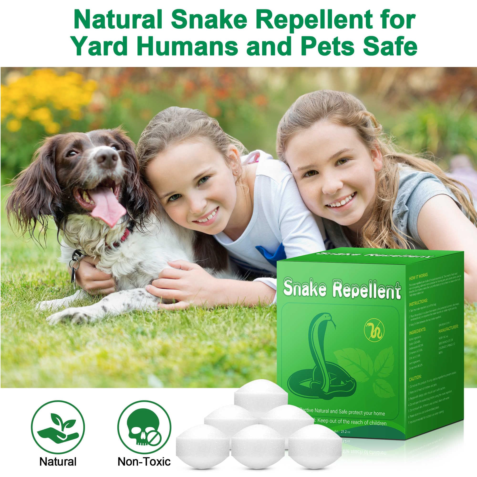 12 Pcs Snake Repellent for Yard, Snake Repellent Balls for Outdoor Camping Fishing, Keep Snakes Lizards Away from Yard, Garden, Lawn, Garage, Human & Pet Safe 4