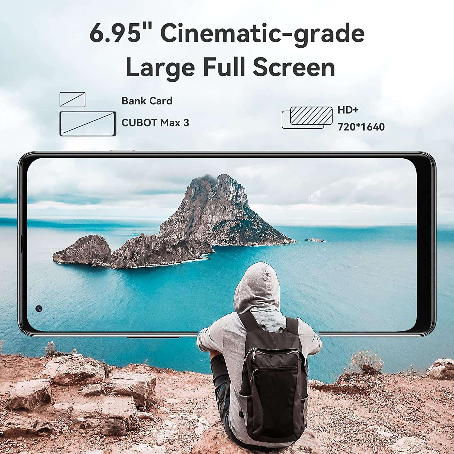 CUBOT Max 3P Unlocked Smartphone, Android 11 Cell Phone，6.95" Screen，4GB RAM + 64GB ROM, 4G Dual Sim Smartphone, 5000mAh Battery, 48MP Camera, Face-ID,Touch-ID, NFC, OTG, GPS, US Version（Green） 2