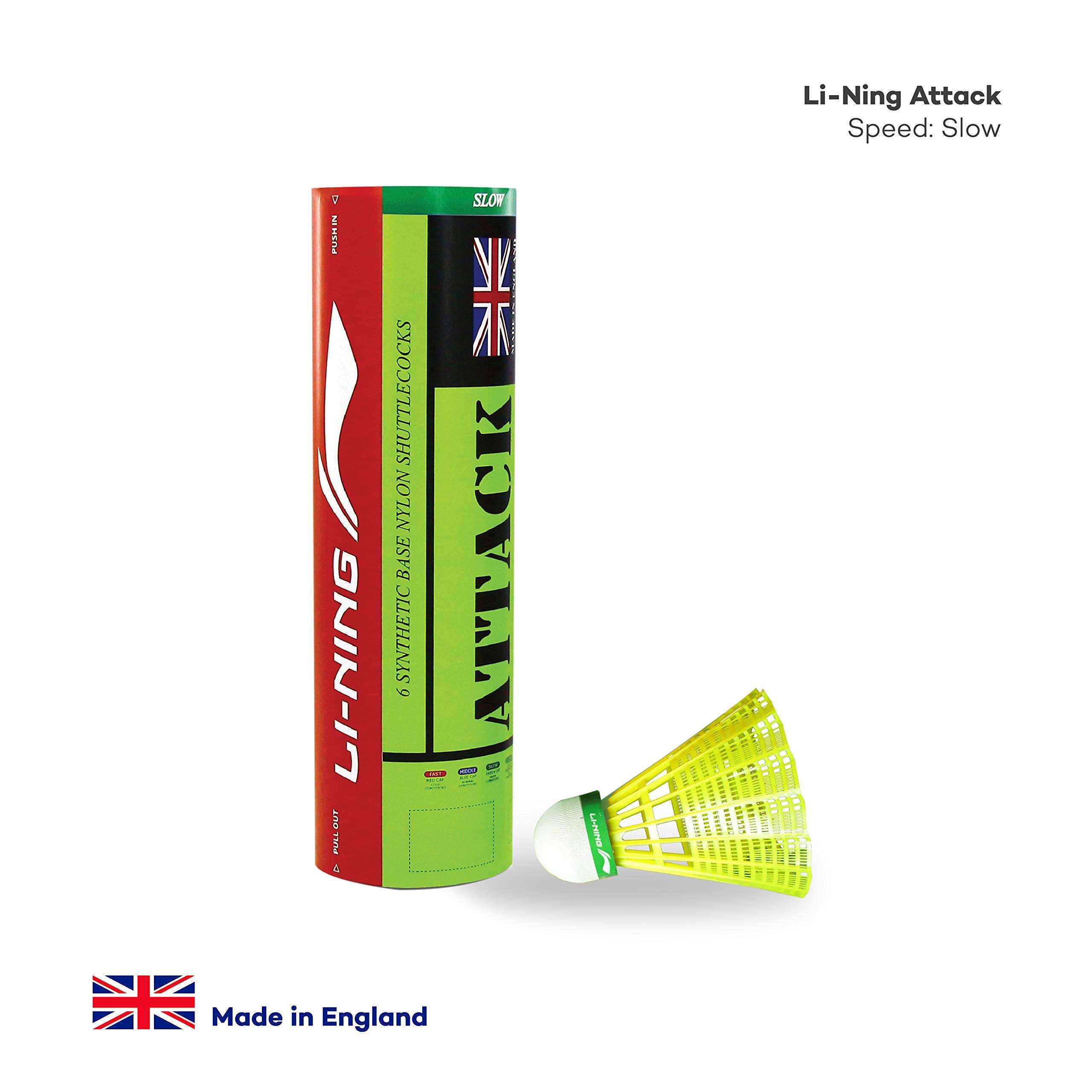Li-Ning Attack Nylon Badminton Shuttlecocks (Yellow, Slow Speed) | Extreme Durability | Synthetic Cork 5