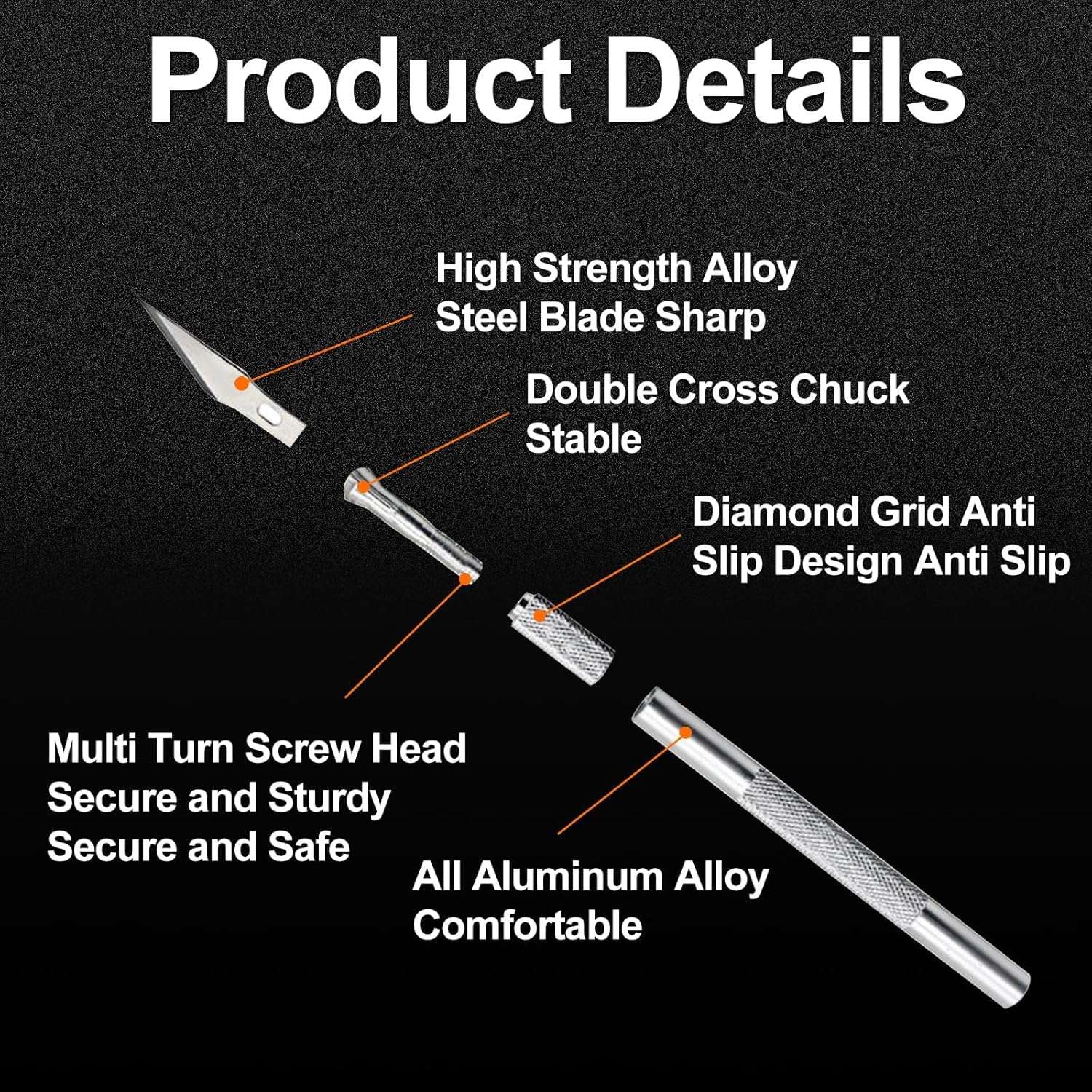 Art Craft Knife Set, 2 PCS Carving Craft/Hobby Knives Set, Precision Knife with 10 Spare Replacement Blades Ergonomic Aluminium Handle for Scrapbooking Stencil Hobby DIY 4