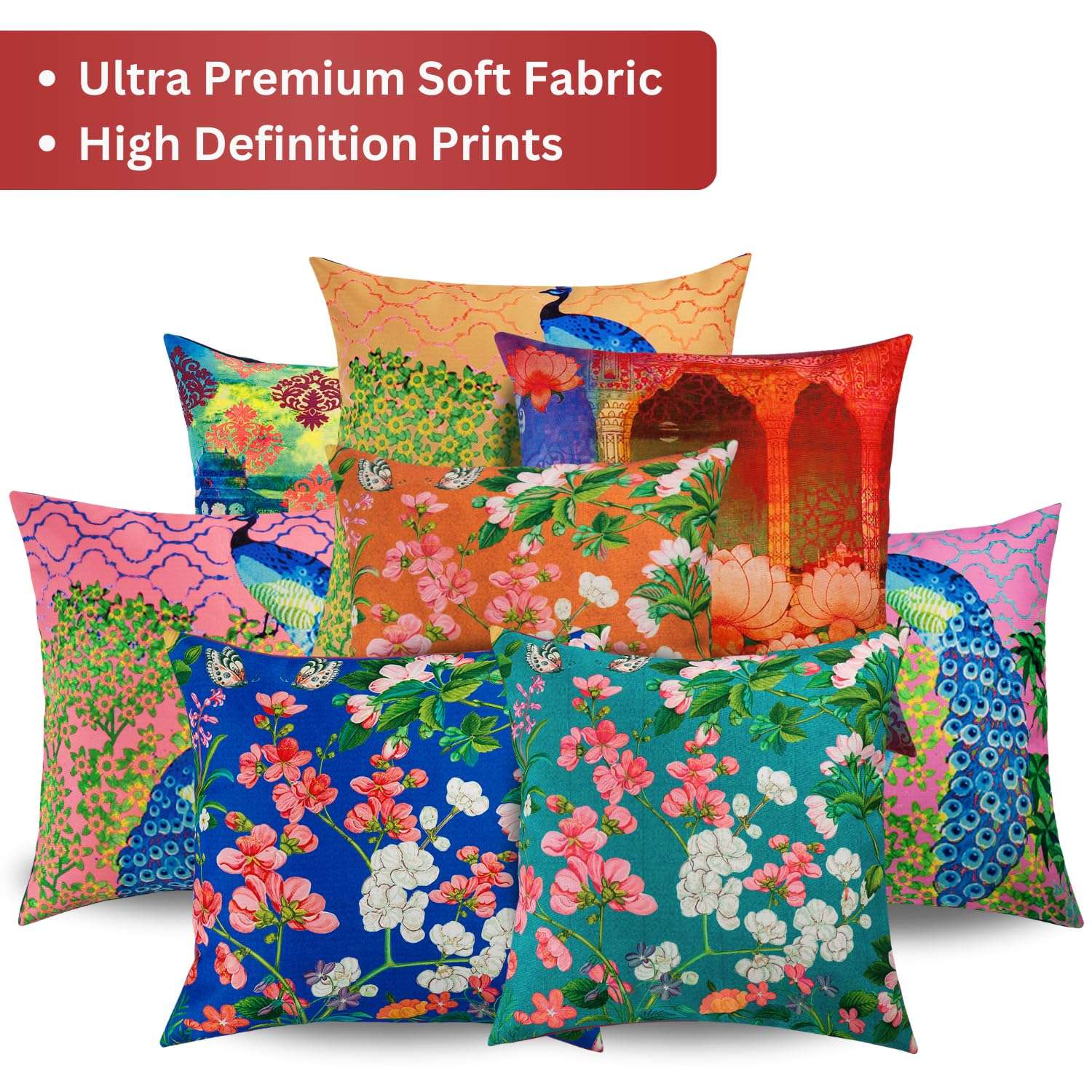 SEJ by Nisha Gupta Cushion Cover 16 Inch x 16 Inch Set of 8 | Polyester Cushions for Sofa | Decorative Cushion Pillow | Pillow Covers for Living Room | Designer Decorative Throw Pillow/Cushion Covers 2
