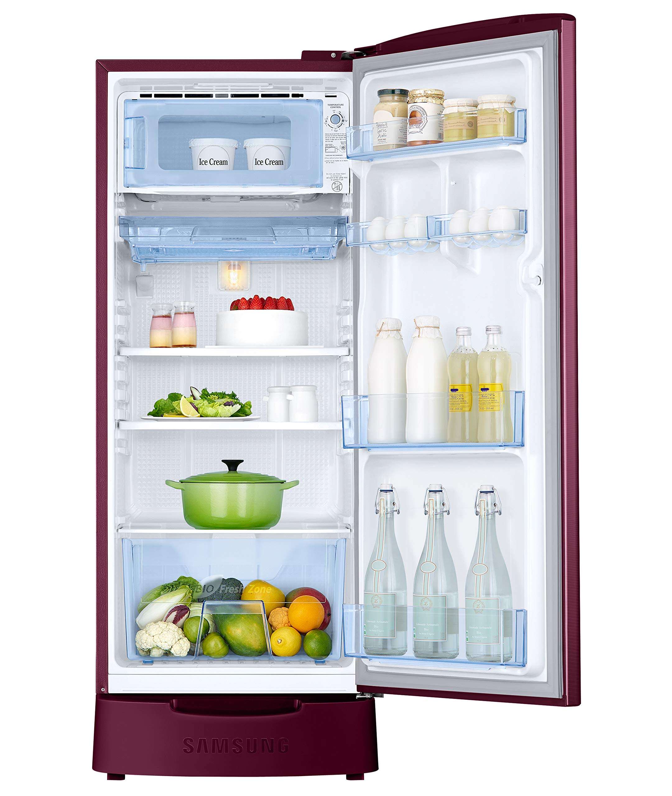 Samsung 192 L 2 Star Direct Cool Single Door Refrigerator (RR20A181BR8/HL, SAFFRON RED, Base Stand with Drawer, 2022 Model) 3