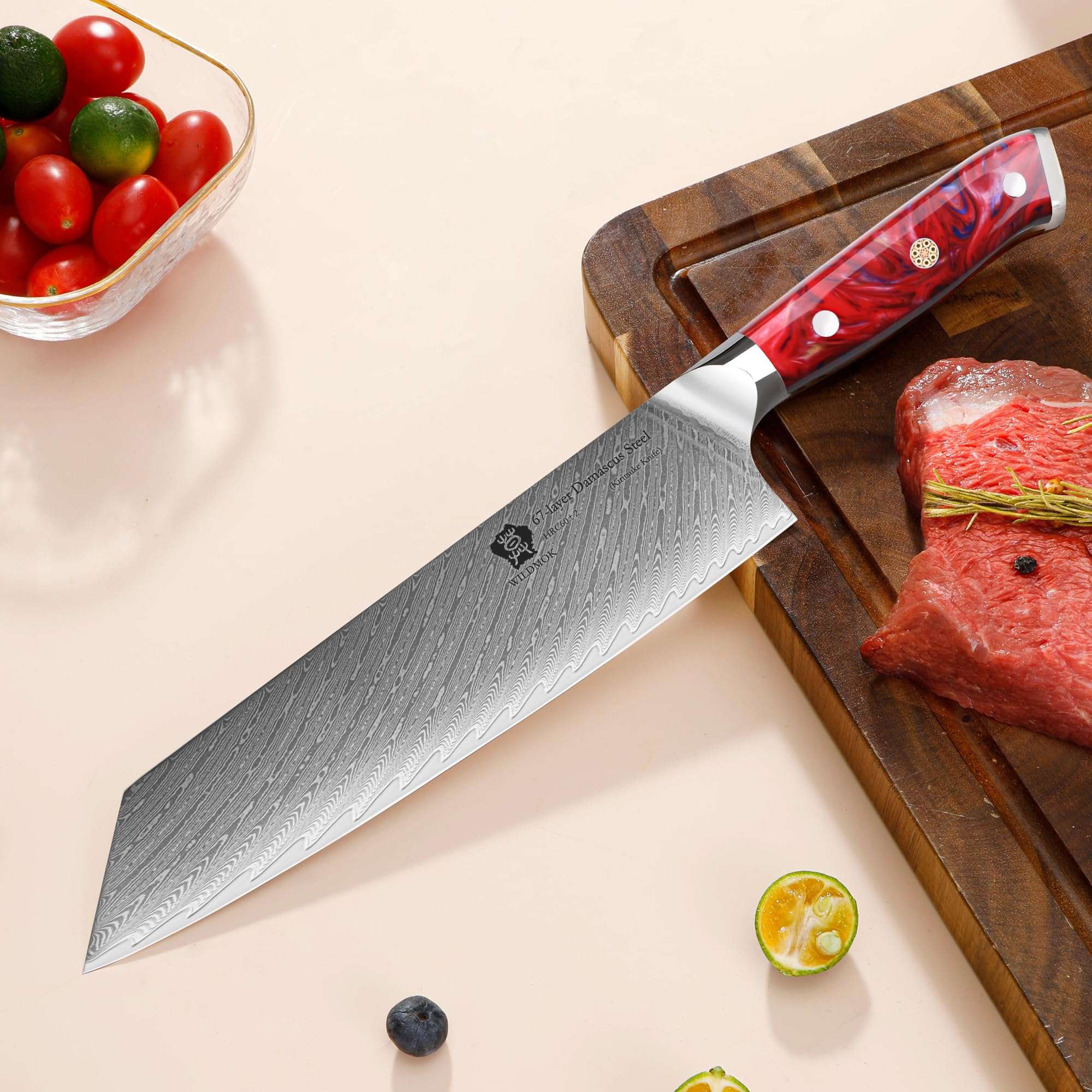 WILDMOK Kiritsuke Knife 8.5 inch, Razor Sharp Vegetable Cleaver, Japanese Chef Knife Damascus Steel, Multipurpose Professional Chef Knife, Ergonomic Resin Handle with Gift Box 5