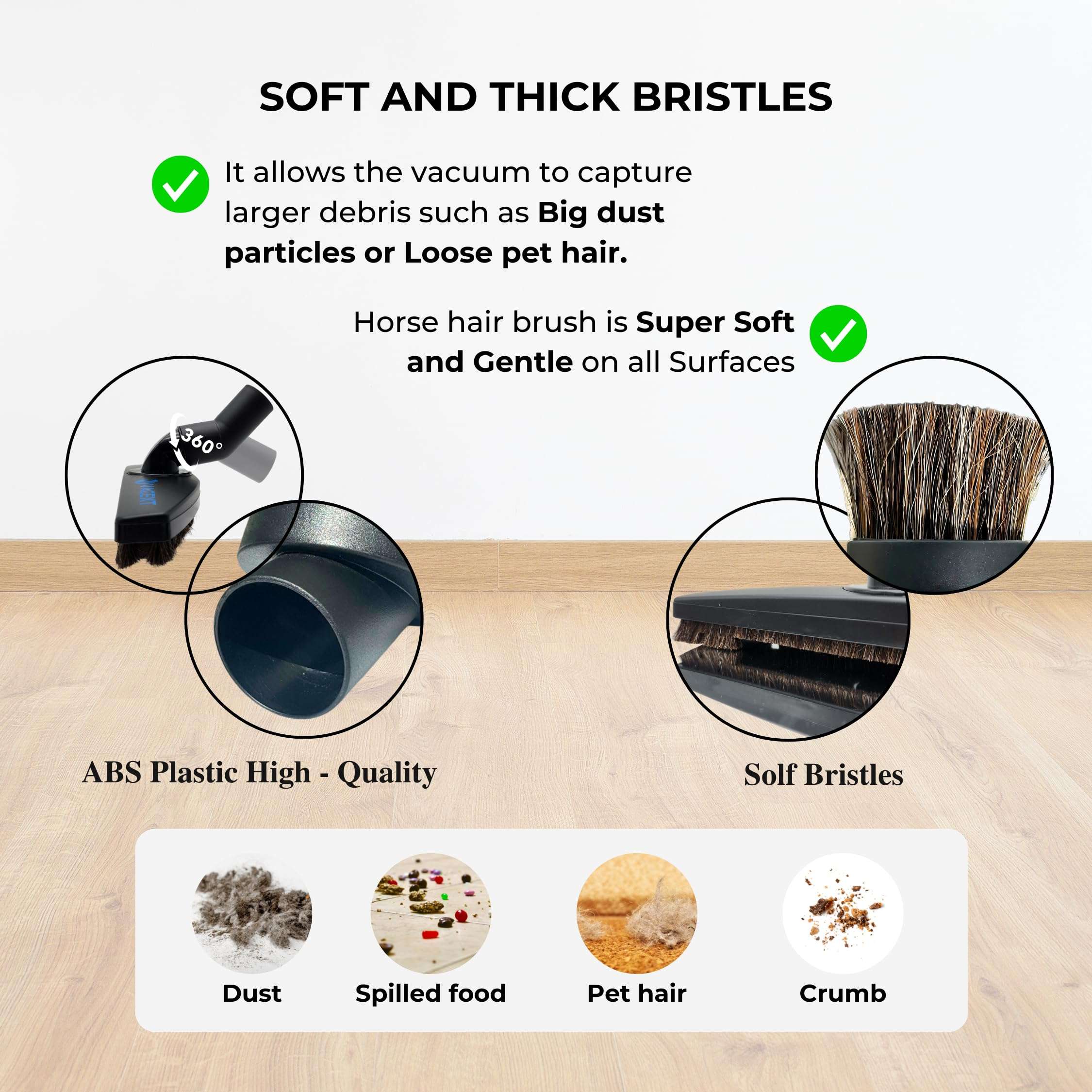 for Shark Vacuums: Hardwood Floor Brush Head, Horsehair Dust Brush Attachment plus Vacuum Extension Wands (for Shark Rocket HV300 HV301 HV322 HV320 & UV725, UV900 & Rotator NV500 NV501) 5