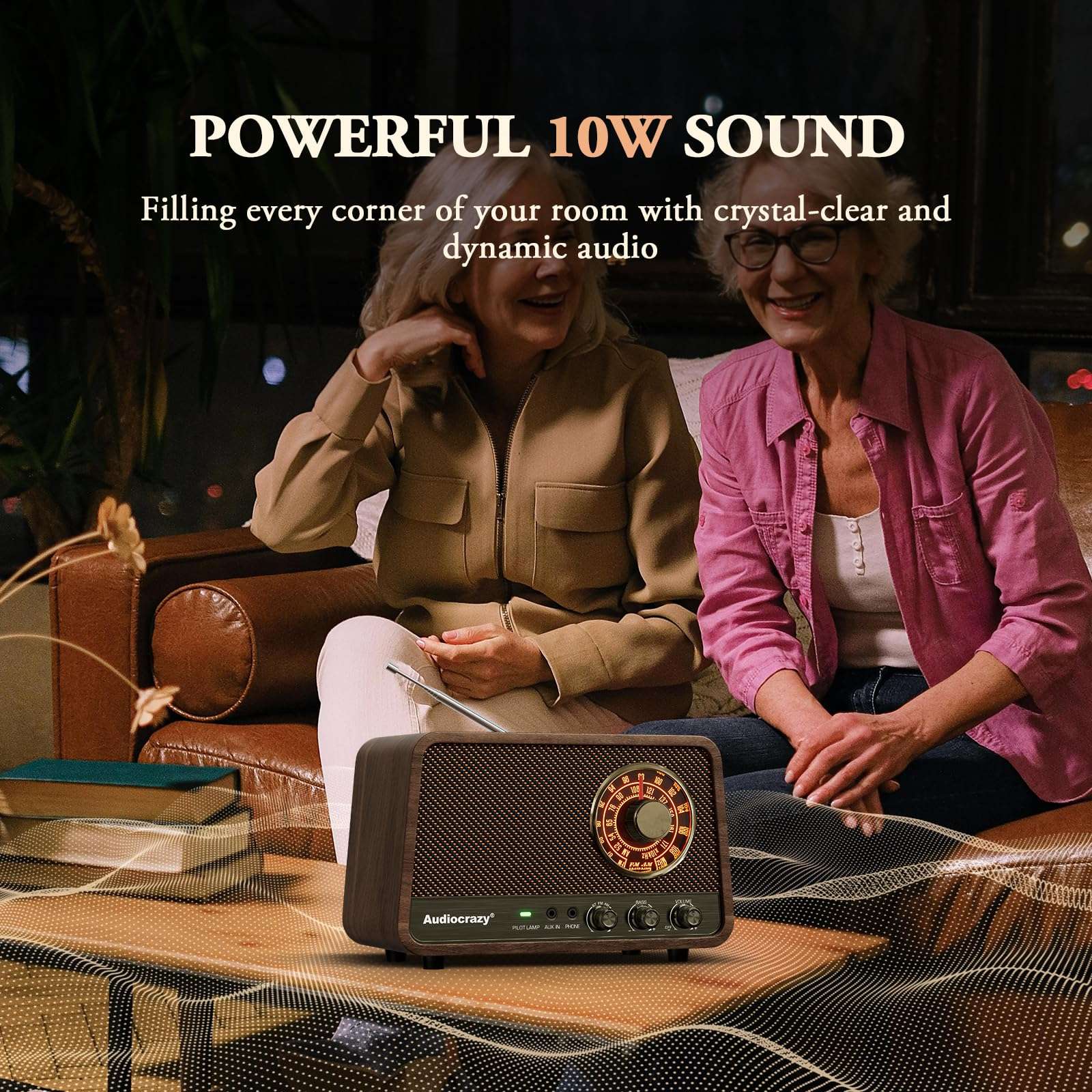 Audiocrazy Vintage Wooden AM FM Radio + Portable Pocket AM FM Radio 5