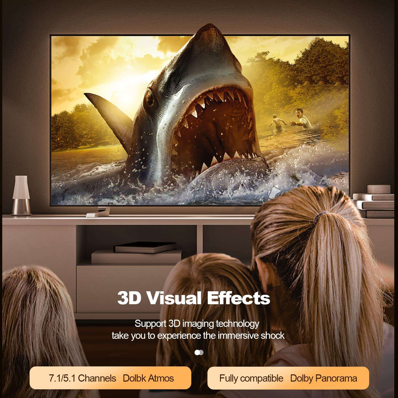 LAiDEWEiSi 8K Fiber Optic HDMI 2.1 Active Optical Cable, 48Gbps 8K60Hz/4K144Hz High-Speed HDR eARC 3D Dolby Support, Ultra HD for Home Theater, VR, Gaming, Streaming, PS5, Xbox, 4K/8K TVs (10ft/3m) 4