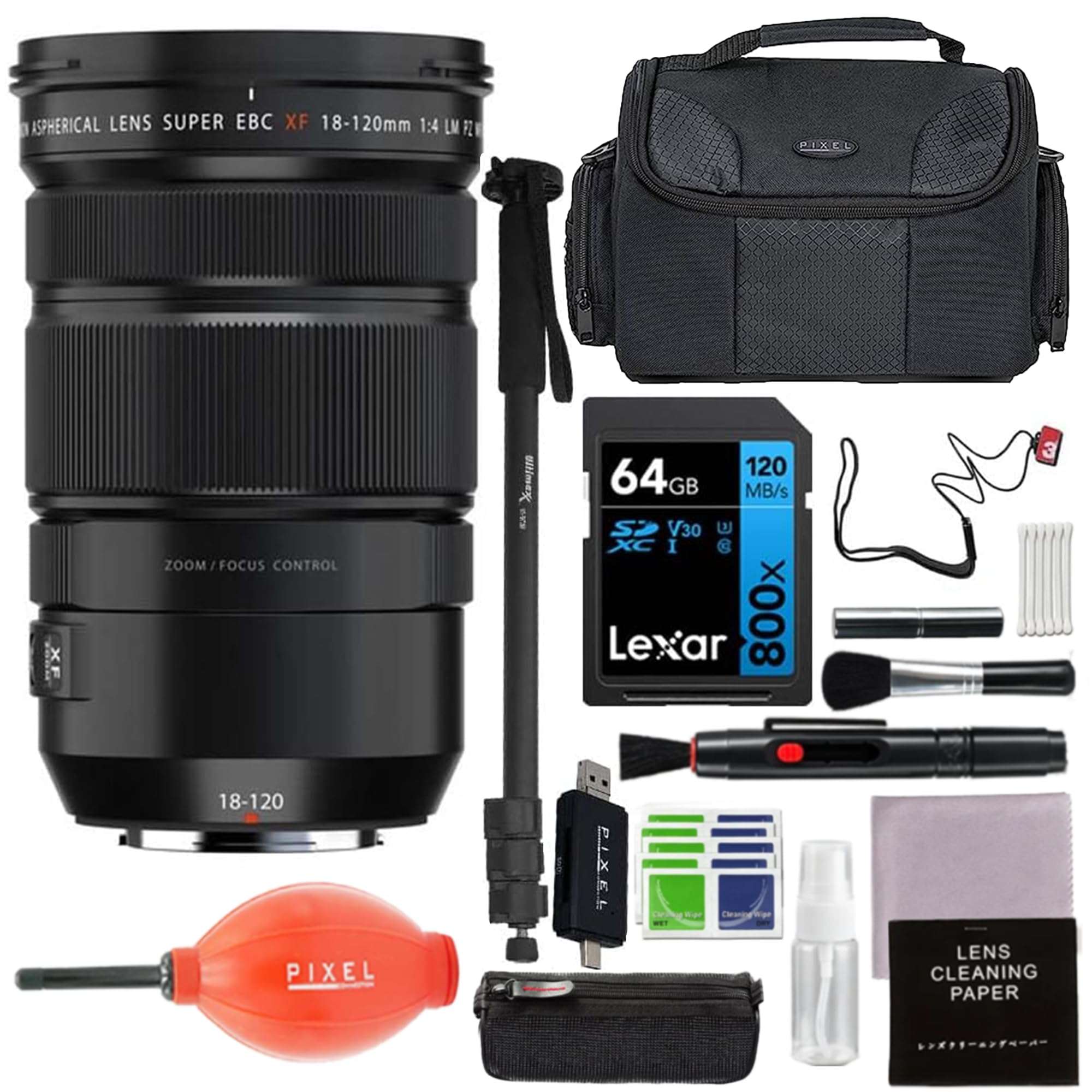 FUJIFILM XF 18-120mm f/4 LM PZ WR Lens - Black with Advanced Bundle & Travel Accessories 1