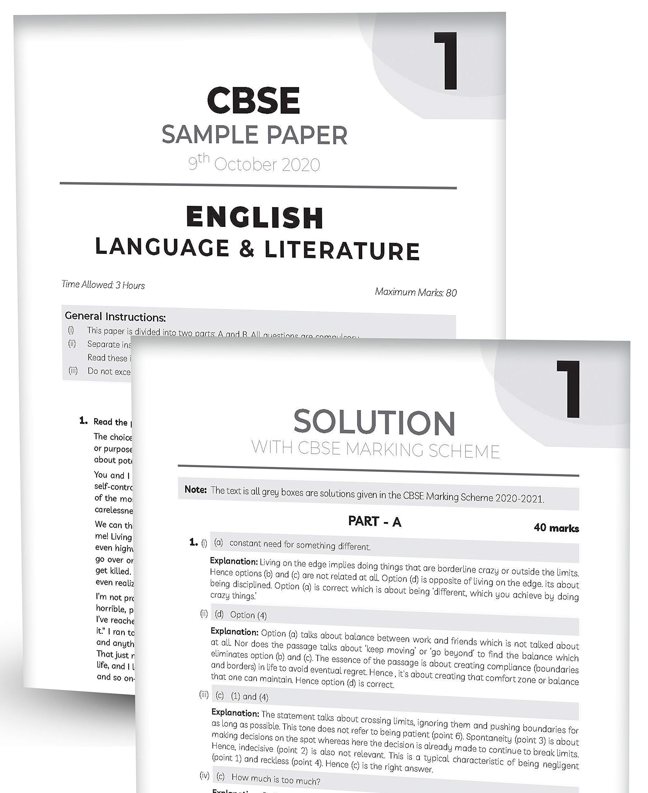 Educart CBSE Class 10 English Language & Literature Sample Question Papers For 2021 (reduced syllabus for Term 1 and 2) (old pattern) (Class 9-12) 4