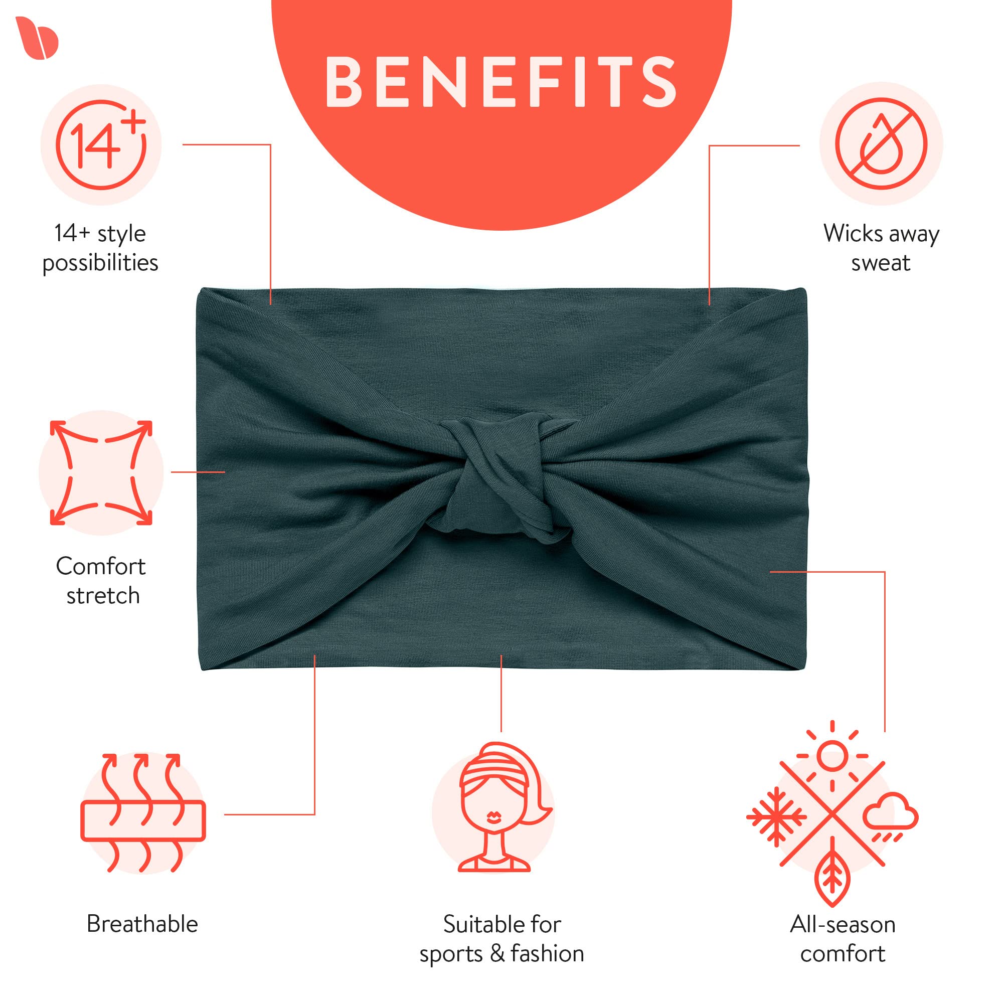 BLOM Non Slip Headbands - Wide Headbands for Women - Yoga Headbands for Women - Workout Headbands for Women - Wear for Fashion, Travel, or Running Multi Style - Gym Wrap 2