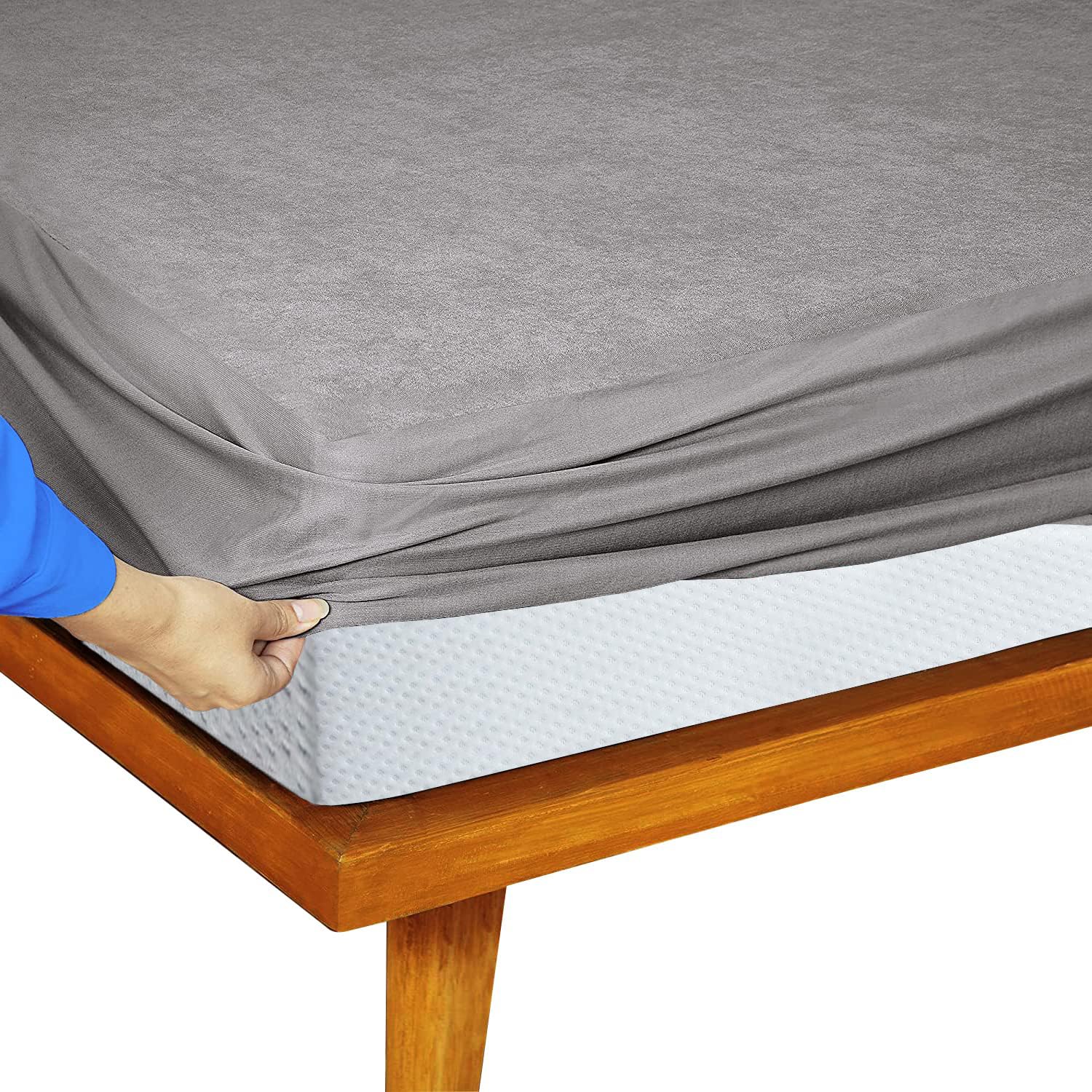 Feelme Waterproof Cotton Mattress Cover for Queen Size Bed Water Proof Gadda Cover Protector Baby Kids Urine Bedsheet (Grey, 78"X60") 1