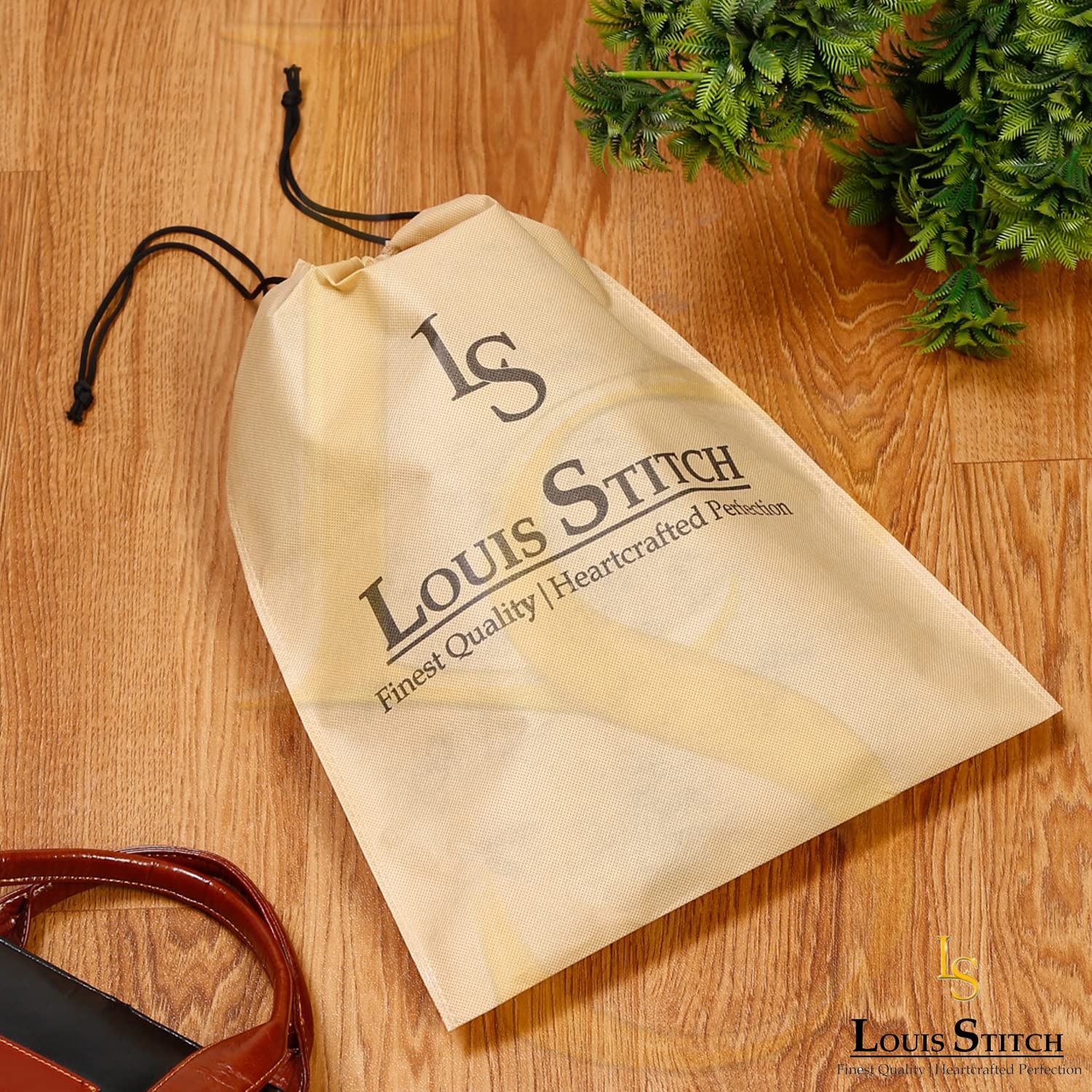 LOUIS STITCH Non-Woven Shoe Bag Travel Accessories Shoes Storage Cover Waterproof String Bag's Organizer Combo for Men Women Unisex (Pack of 16) (Beige Plain & See-Thru) 4