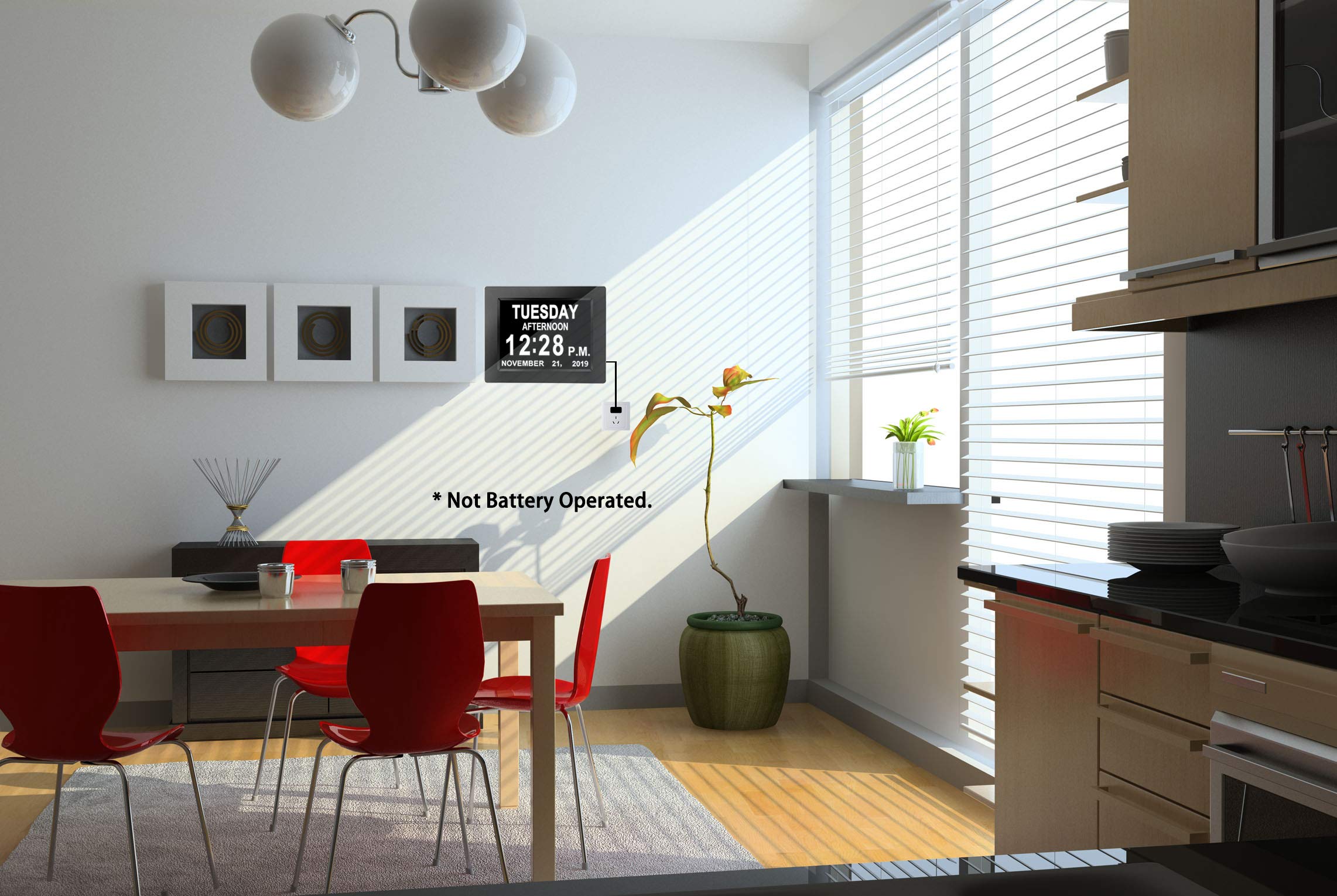 JALL 【New 2024】 Digital Calendar Alarm Day Clock - with 8" Large Screen Display, am pm, Multiple Alarms, for Impaired Vision People, The Aged Seniors, The Dementia, for Desk, Wall Mounted, Black 5