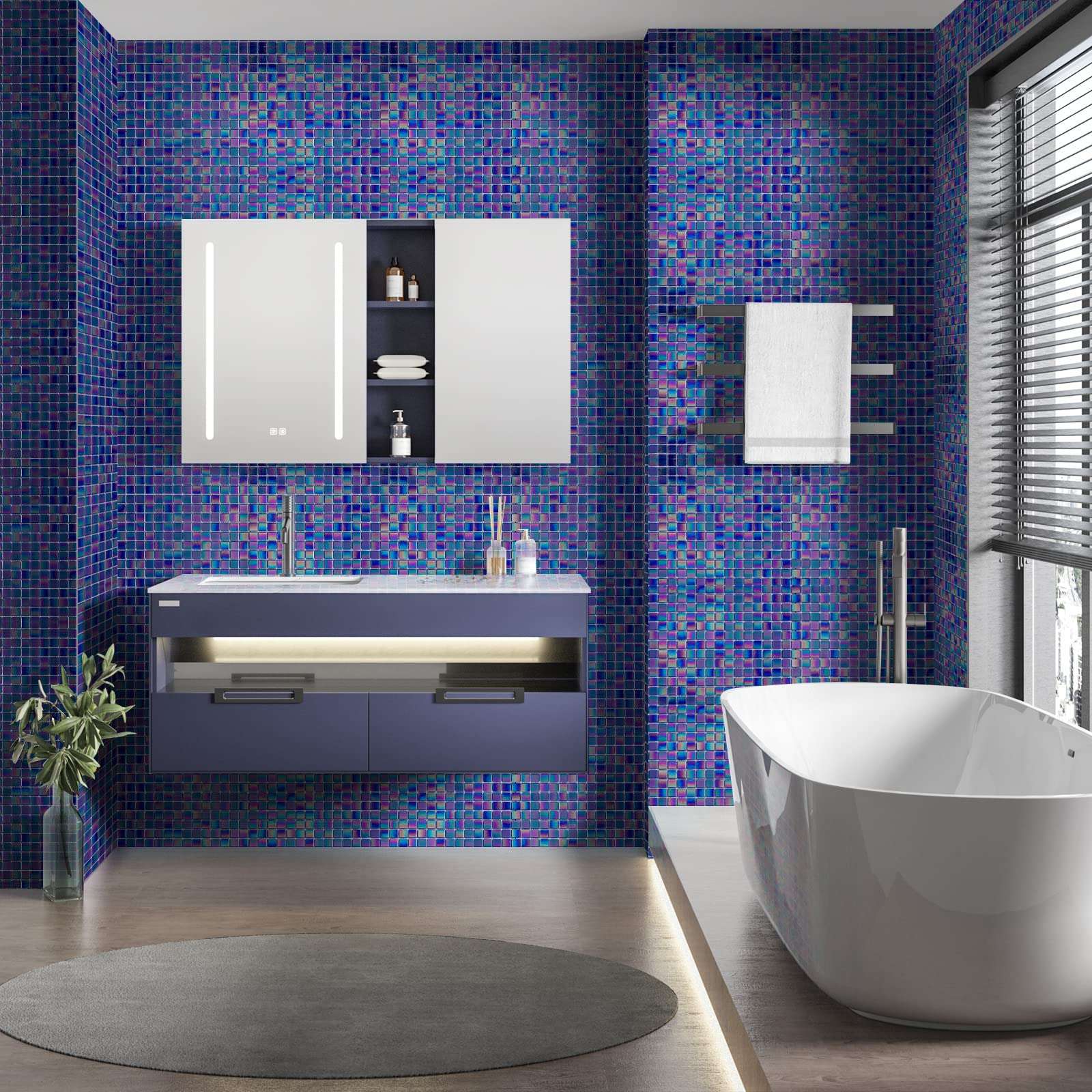 Mijaro 10 Pieces Marble Square Mosaic backsplash Tiles for Bathing Rooms and Exterior Walls, Swimming Pools, etc. 3