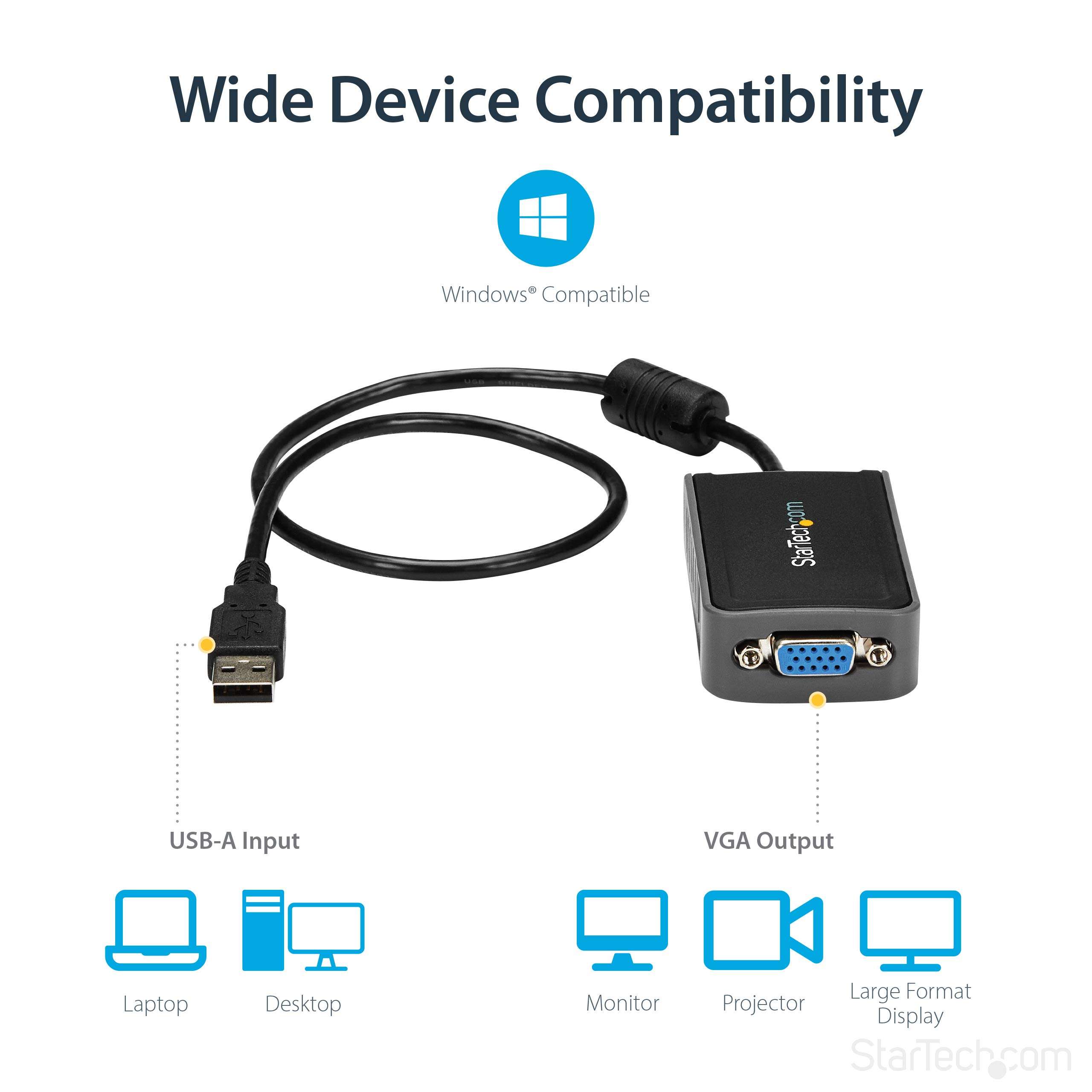 StarTech.com USB 2.0 to VGA Adapter, USB to VGA Monitor Converter for Windows, 1440x900 (no support for macOS/ChromeOS/Linux) 5
