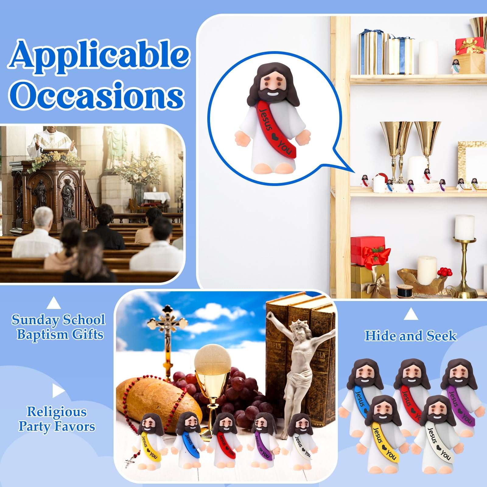 Bememo 25 Pcs Mini Jesus Figures Easter Jesus Loves You Little Jesus Figures to Hide and Seek Jesus Toys Sunday School Religious Party Favors Gift for Easter Egg Stuffers, Multicolor 5