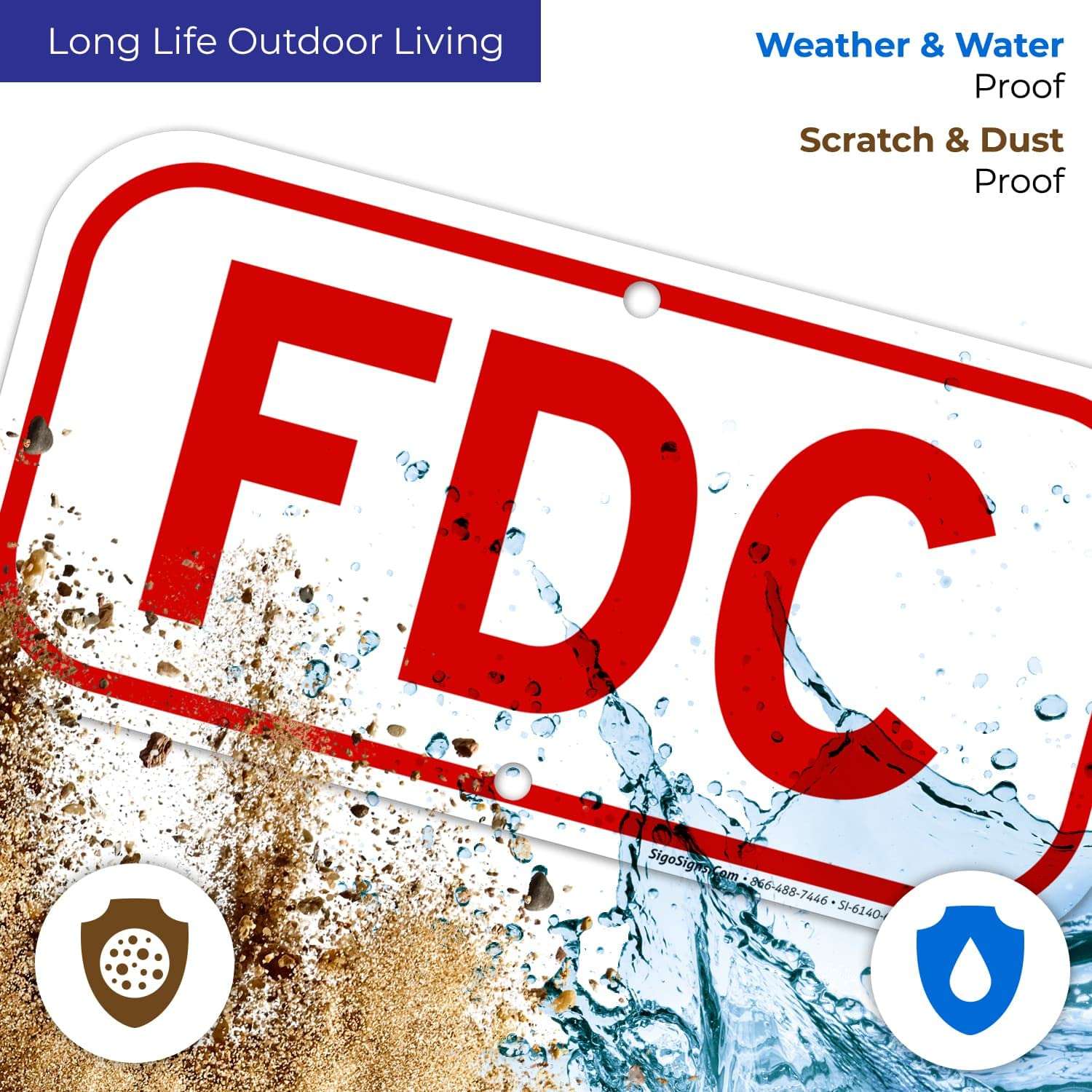 FDC Sign, Fire Department Connection Sign, 6x12 Inches, Rust Free .040 Aluminum, Fade Resistant, Made in USA 5