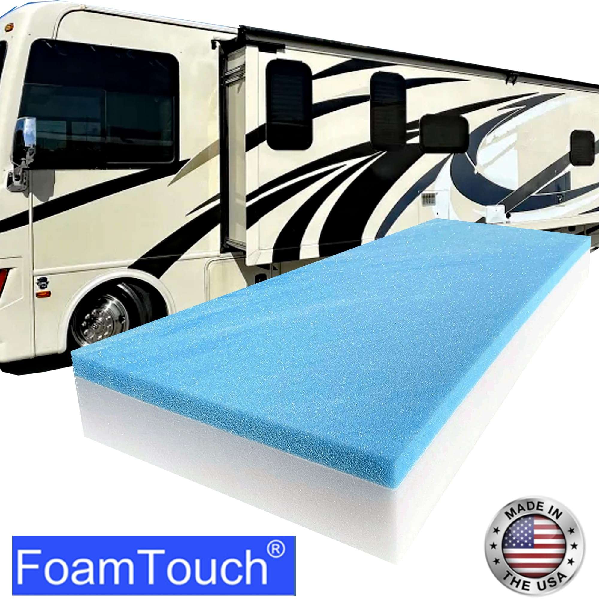 FoamTouch 4" Height x 35" Width x 79" Length Camper/RV bunk Mattress with Gel Memory Foam -No Cover 4