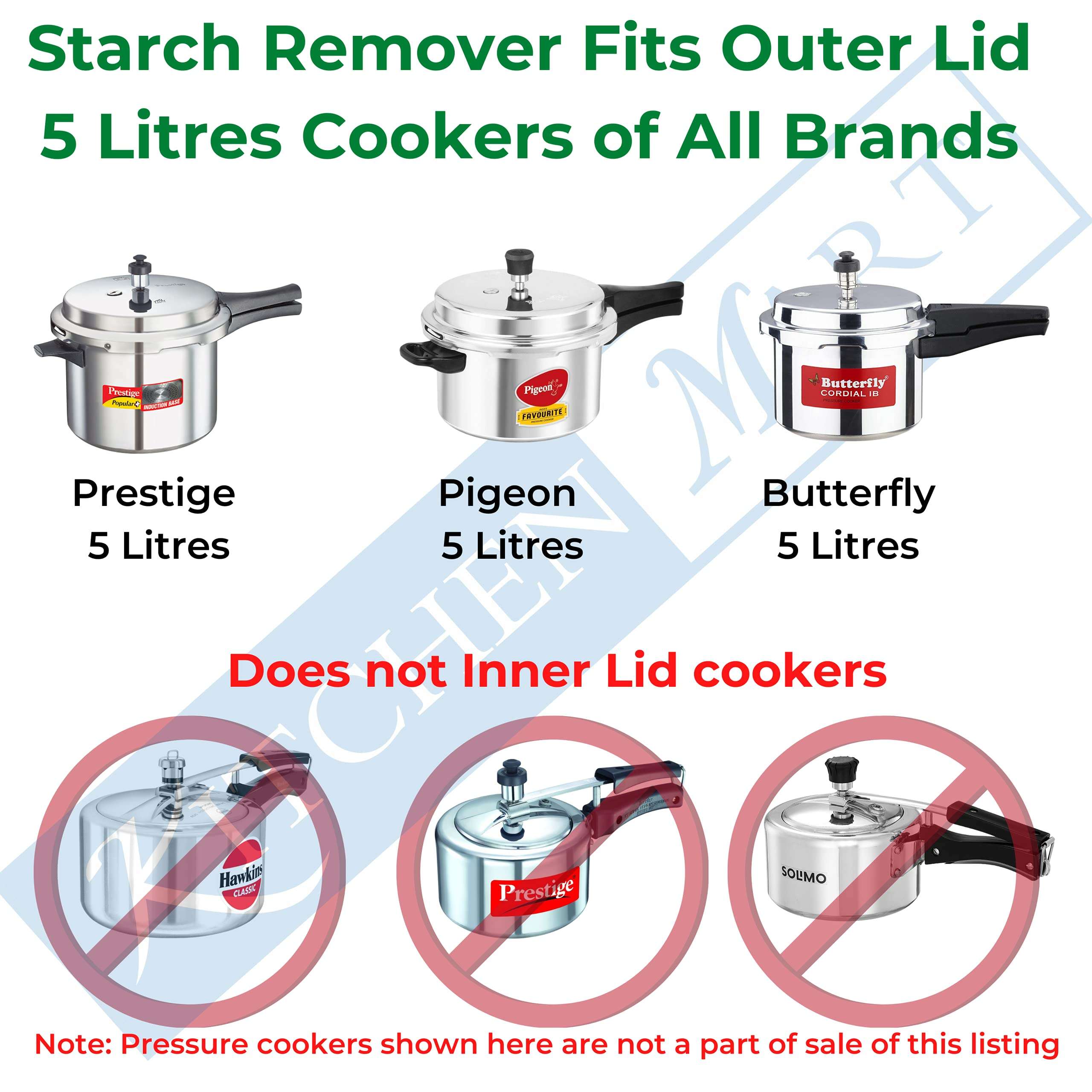 Kitchen Mart Premium Stainless Steel Starch Remover Container for Pressure Cooker (for 5 litres Cooker) 5