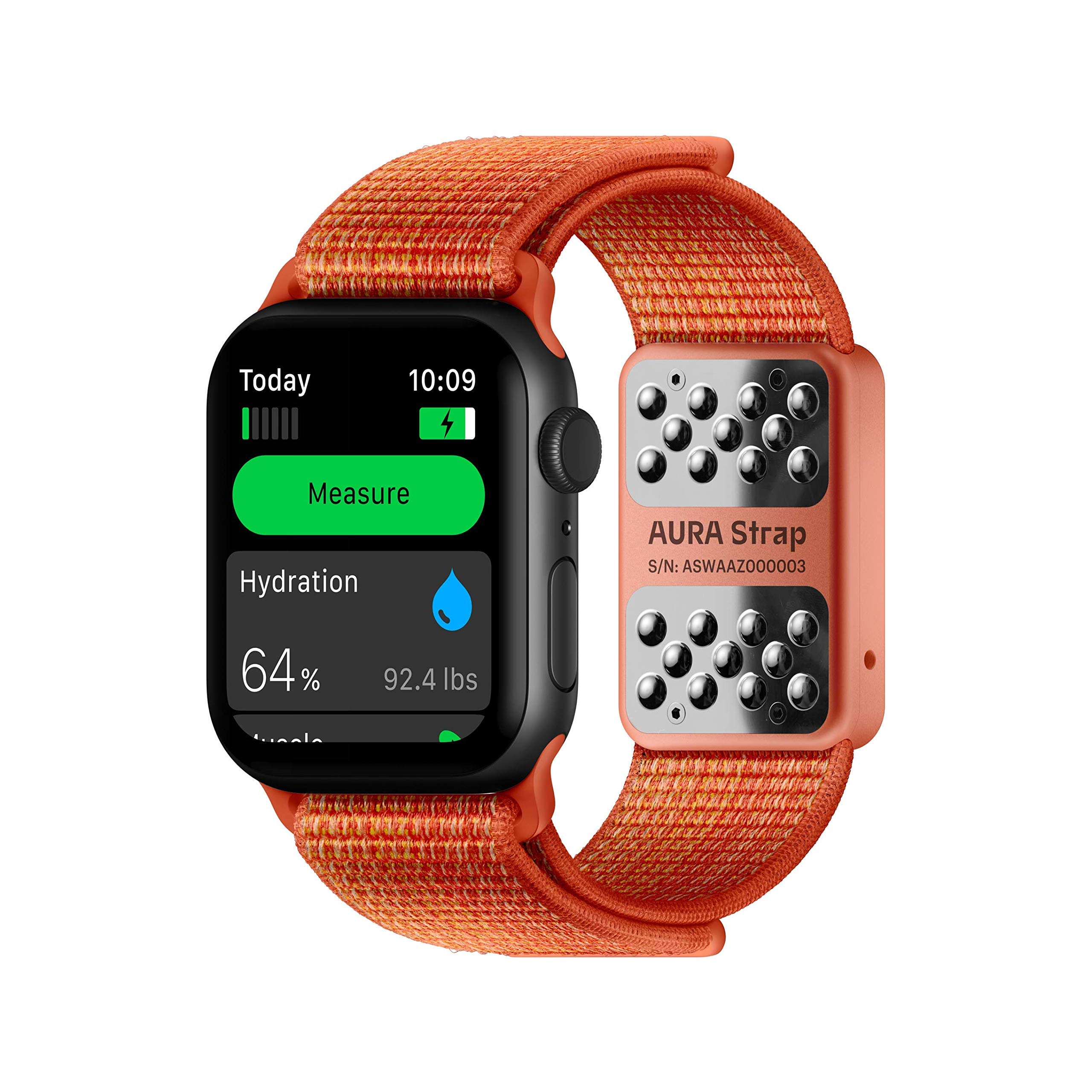 AURA Strap Body Composition and Hydration Level Fitness Tracker Band for Apple Watch Compatible, 42mm 44mm, Mint Green
