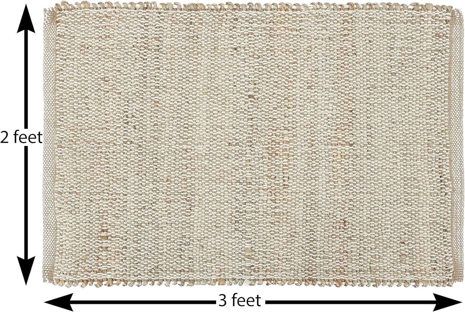 THE HOME TALK Natural Handcrafted Jute Cotton Rug- 2X3 FT|Traditional Carpet for Living Room,Kitchen,Entryway,Bedroom,Dining Room|Rustic Bohemian Decor|Durable & Anti-Skid Carpets for Centre Table 3