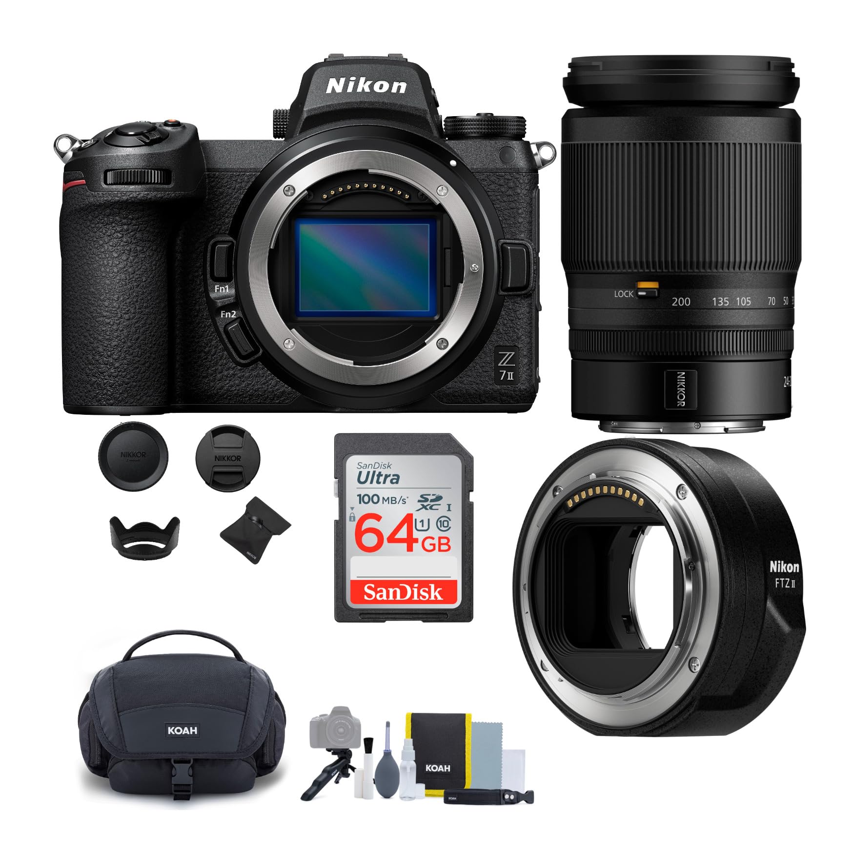 Nikon Z 7II Mirrorless Digital Camera with 24-200mm Lens and FTZ II Mount Adapter Bundle (5 Items) 1