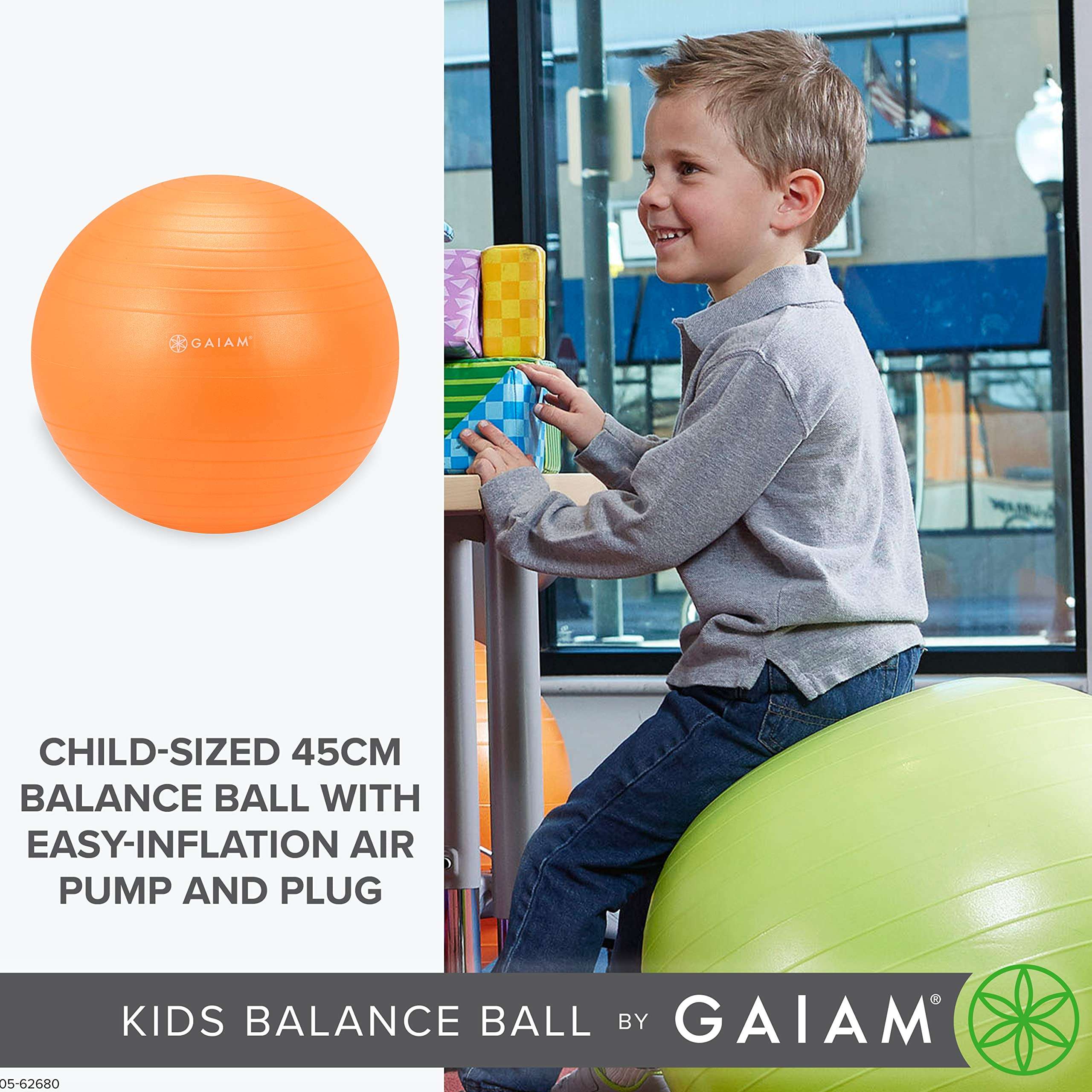 Gaiam Kids Balance Ball Chair - Extra Balance Ball for Kids, Green, 38cm 2