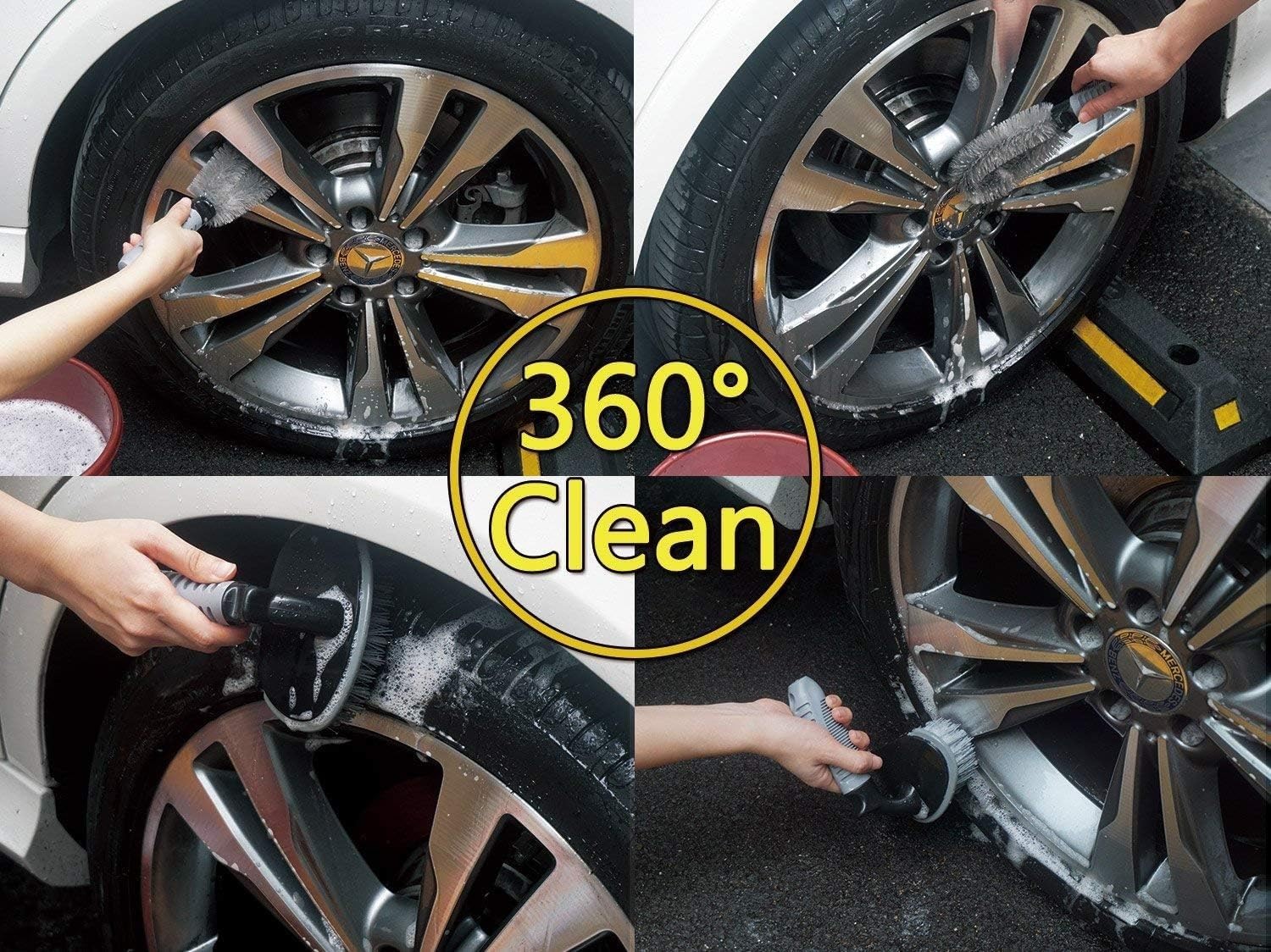 Winberg 2 Pcs Steel and Alloy Wheel Cleaning Brush, Rim Cleaner for Your Car, Motorcycle or Bicycle Tire Brush Washing Tool TY02 4