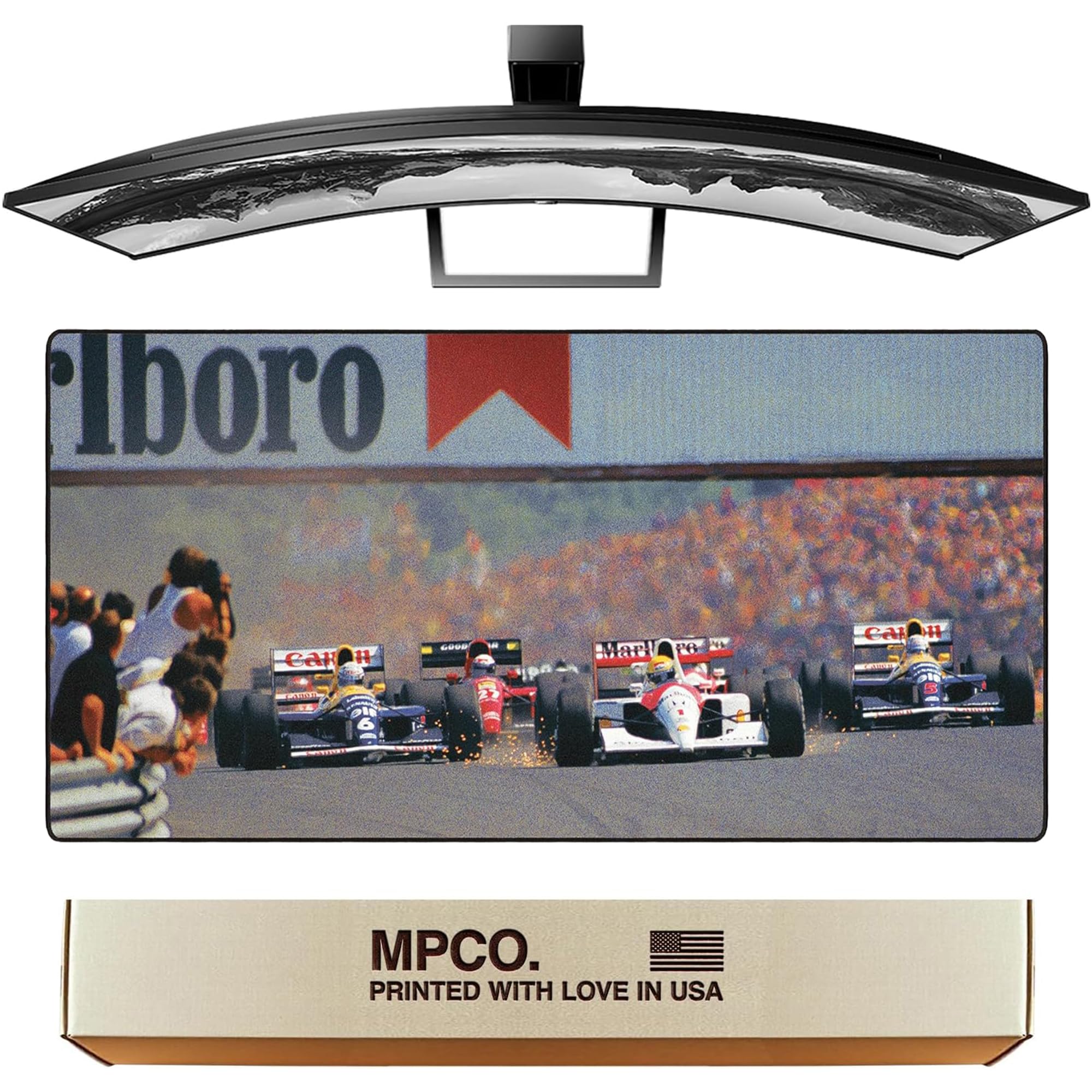 MPCO. Racing Series Large Gaming Mouse Pad -36" x 17" Duraglyde Fabric Monaco GP, 93 Gaming Desk Mats - Non-Slip, Washable, Mat for Computer Desk, Smooth Glide for Precision Gaming & Work 1