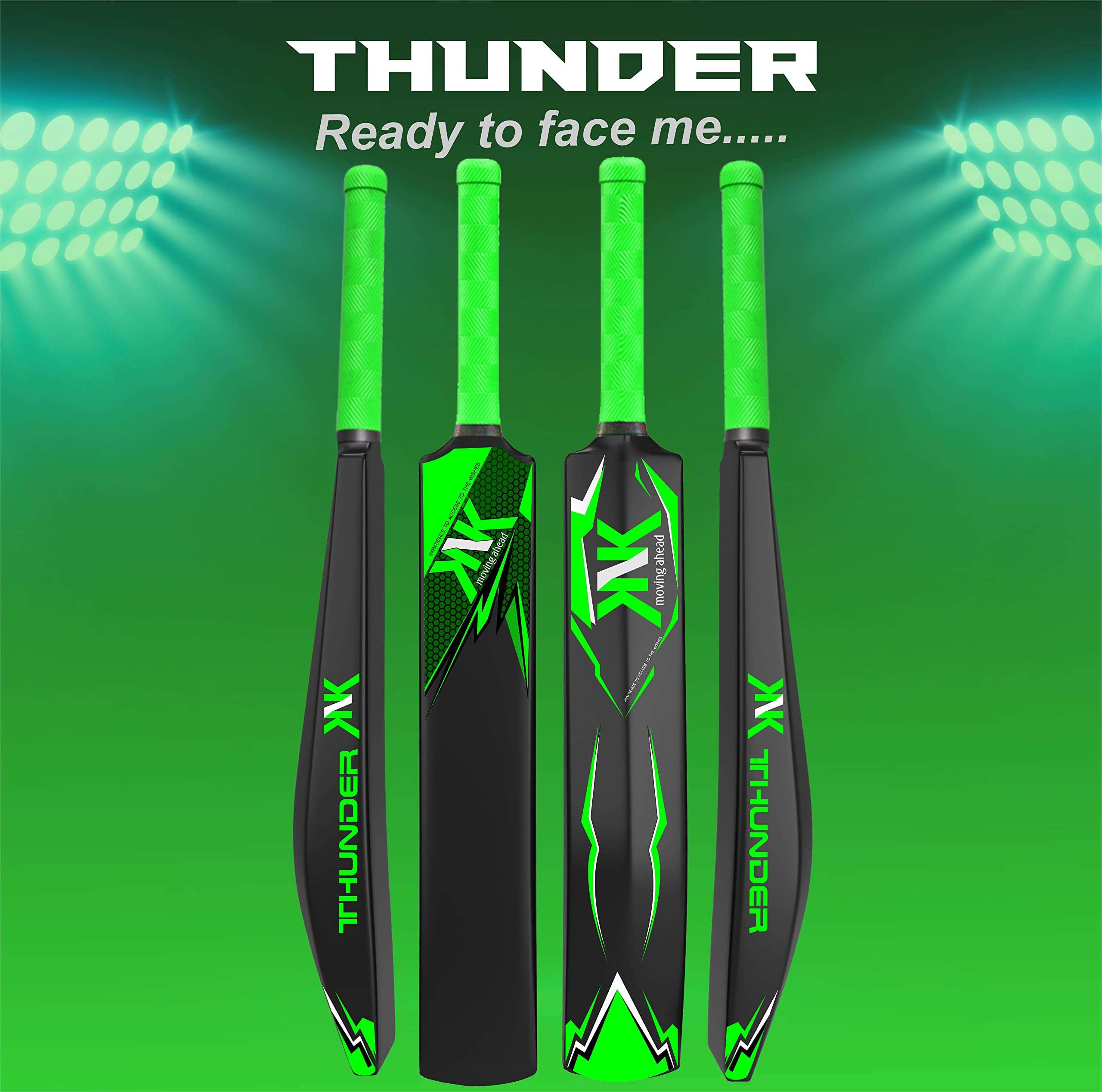KNK® Thunder Cricket Bat,Excellent Hard Plastic Bat,34" Length Full Size with Short Handle with Ball for All Age Group 6
