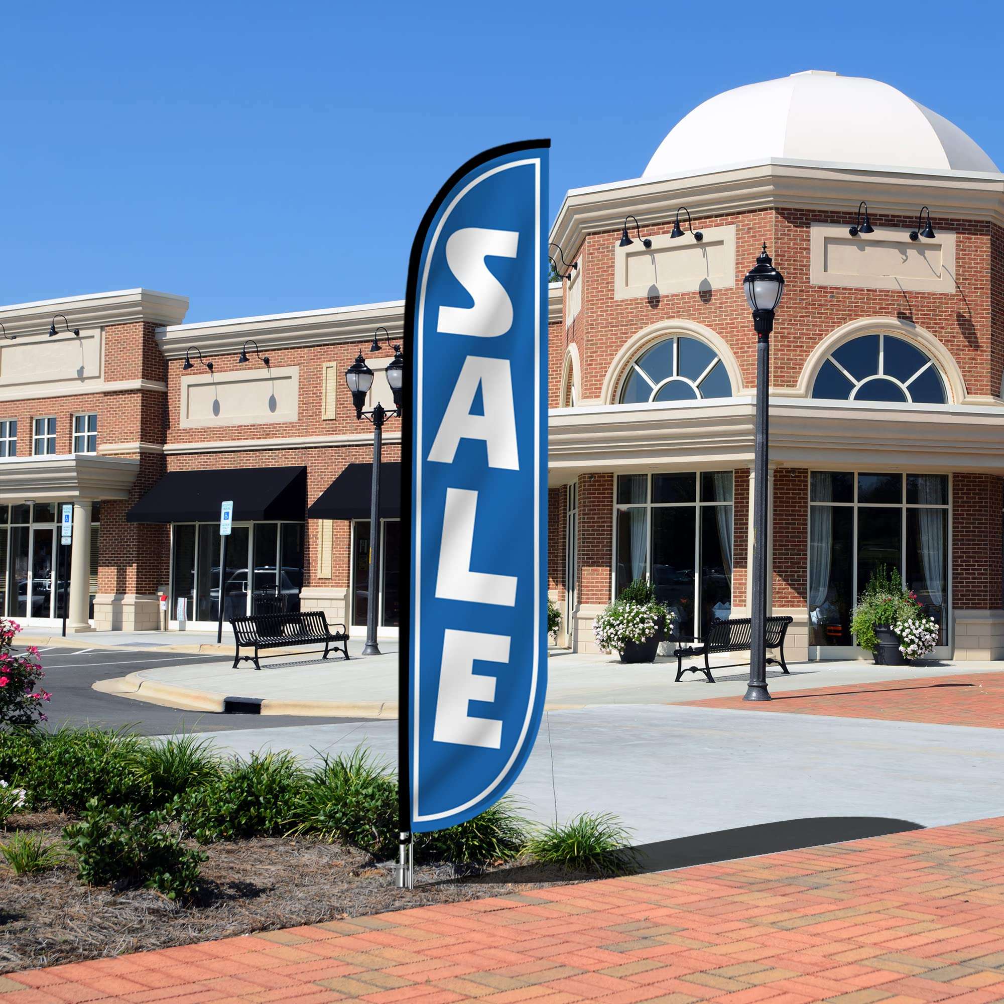 LookOurWay Feather Flag Pole Kit - 12 Feet Tall Advertising Flag Banner with Fiberglass Pole Kit and Ground Spike for Business Promotion - Sale Flag - Sale Blue (10M1200099) 6