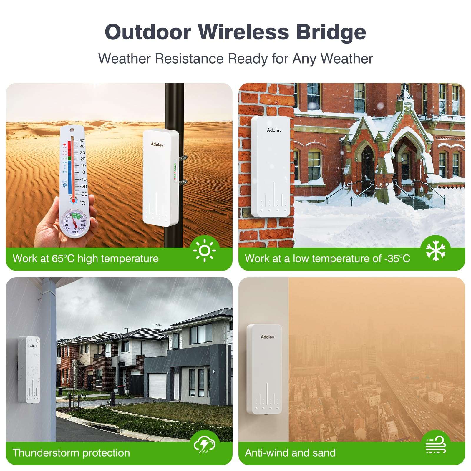 3PCS Gigabit Wireless Bridge Kit, 3KM 5.8G Point to 2 Point Outdoor CPE, CPE662+WiFi 6 Outdoor Access Point, Dual Band 5378 Mbps Wireless Outdoor AP 500M Long Range WiFi | | Up to 128 Devices | IP67 6