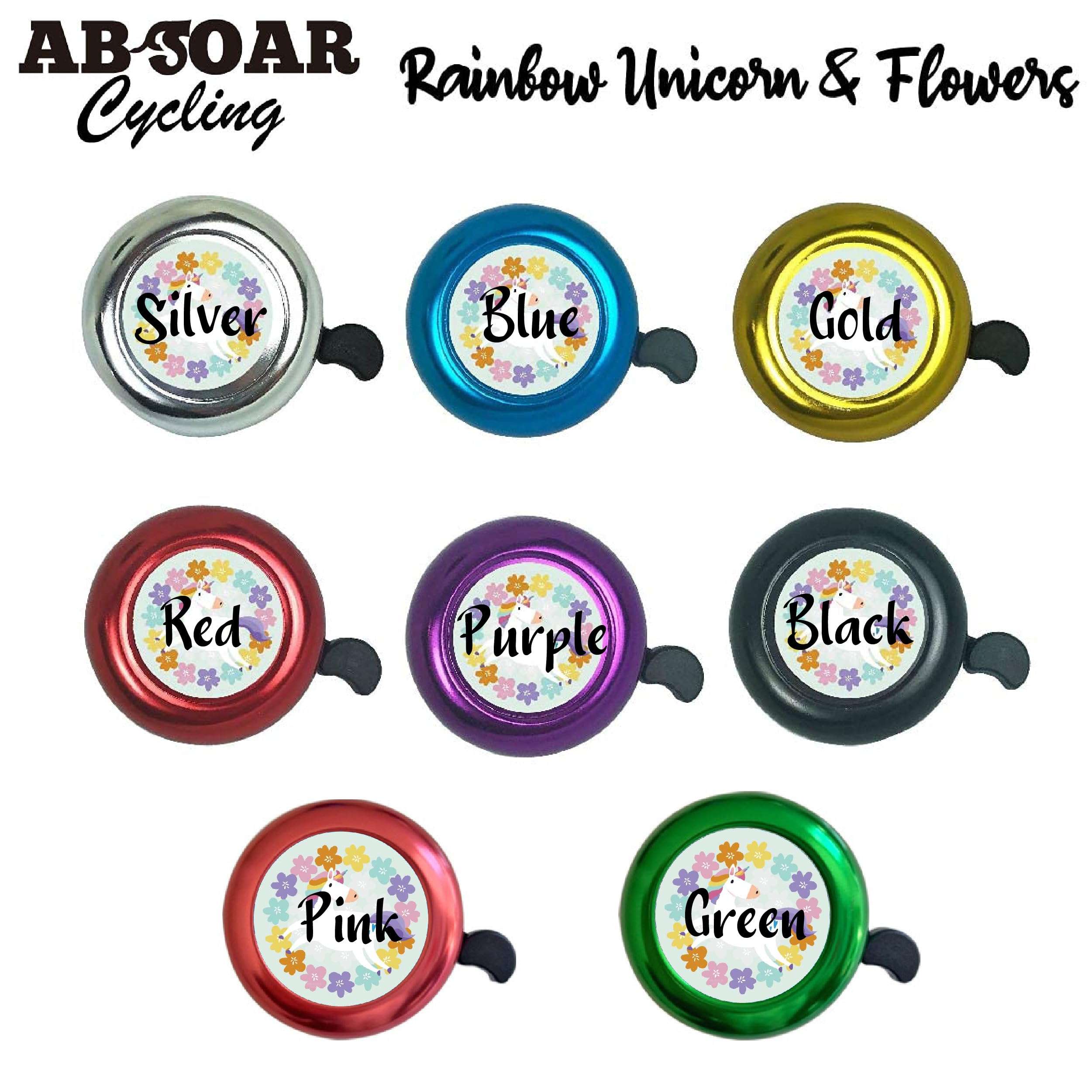 ABSOAR Cycling Bike Bell Dabbing Unicorn for Kids Girls Boys Adults Spaceship Planet UFO Mountain Bike Road Bike Kids Bicycle Bells, Outer Space Unicorn Red 6