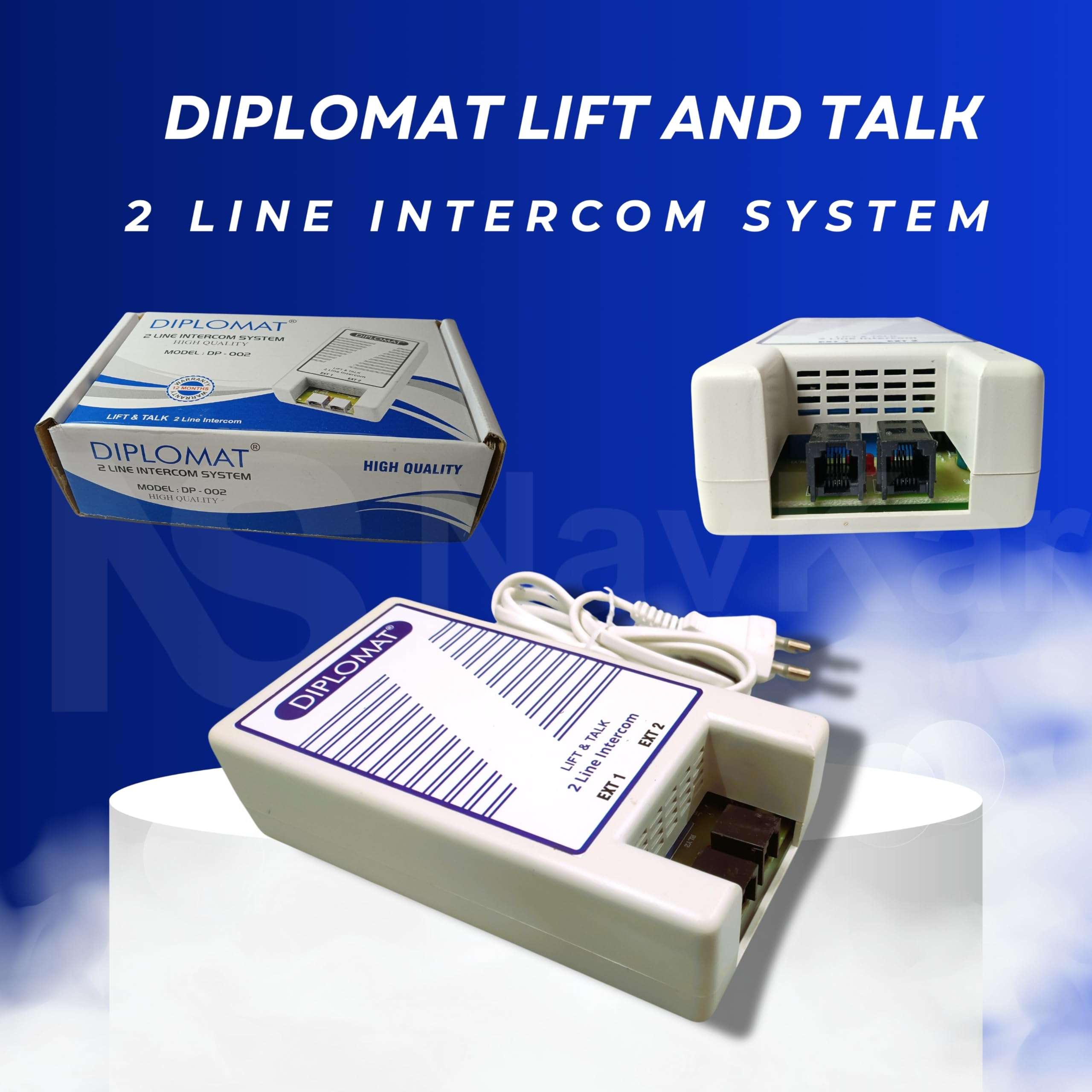Navkar Systems Diplomat Lift and Talk 2 Line Intercom System, White 6