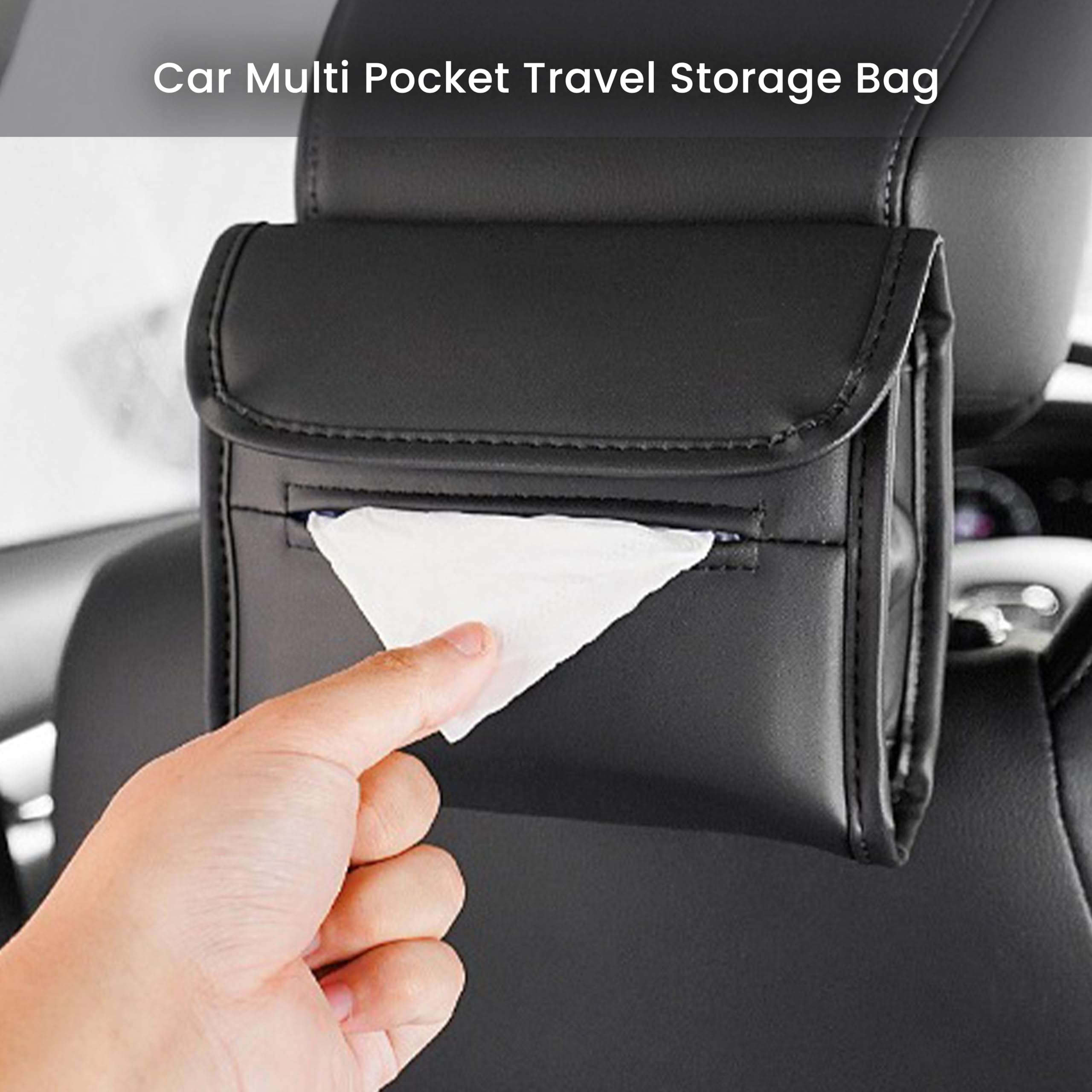 PRIME PICK Tissue Box for Car, PU Leather Car Tissue Paper Box Sun Visor Tissue Paper Holder Backseat, Tissue Box Holder for Car Universal Car Tissue Paper Box, Pack of 2 (Beige) 4