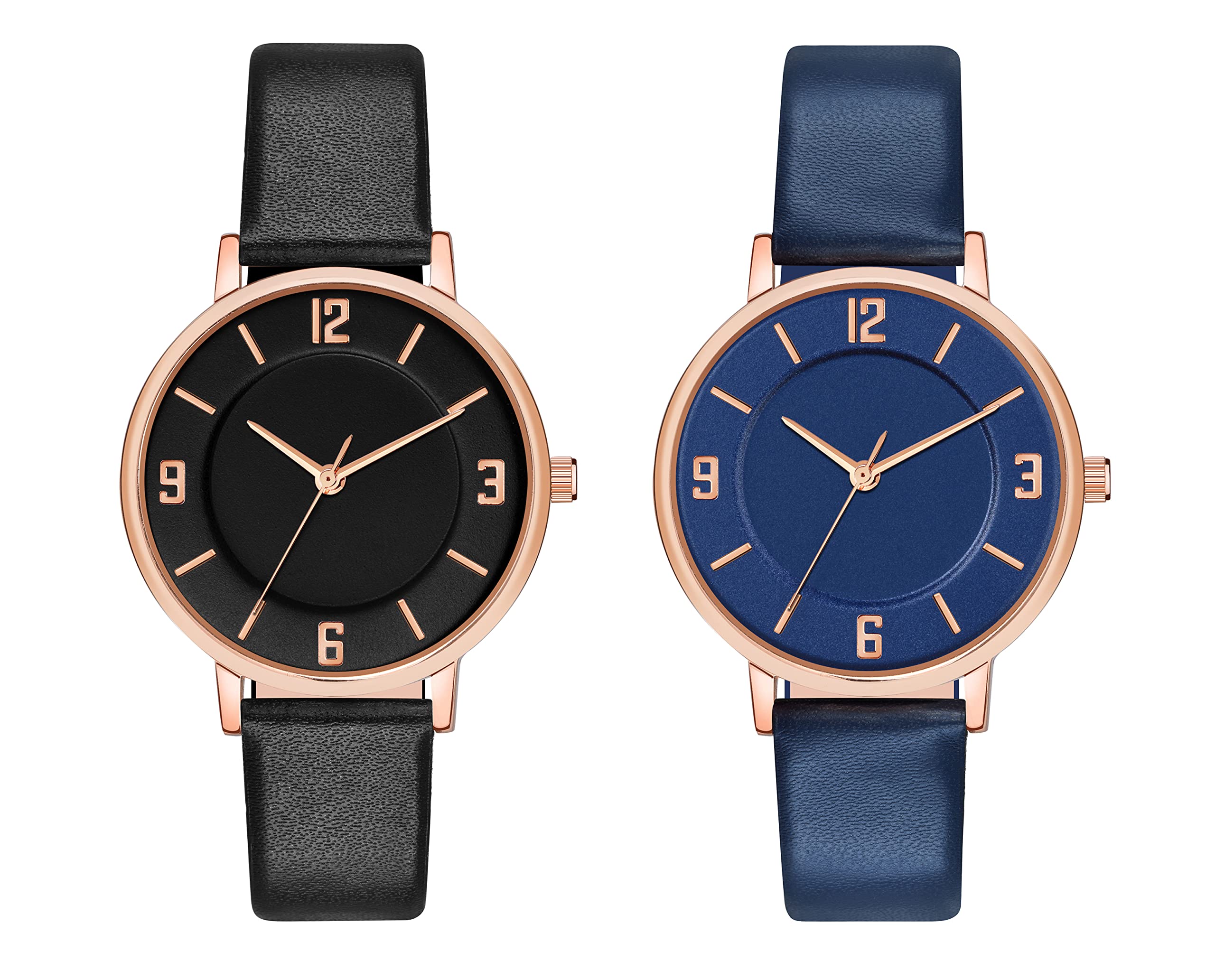 CX with CORXIL Analog Women's Watch | 4 Different Dial Black-Blue-Pink-White Leather Band |Formal Watch Collection for Women (Black - Blue)