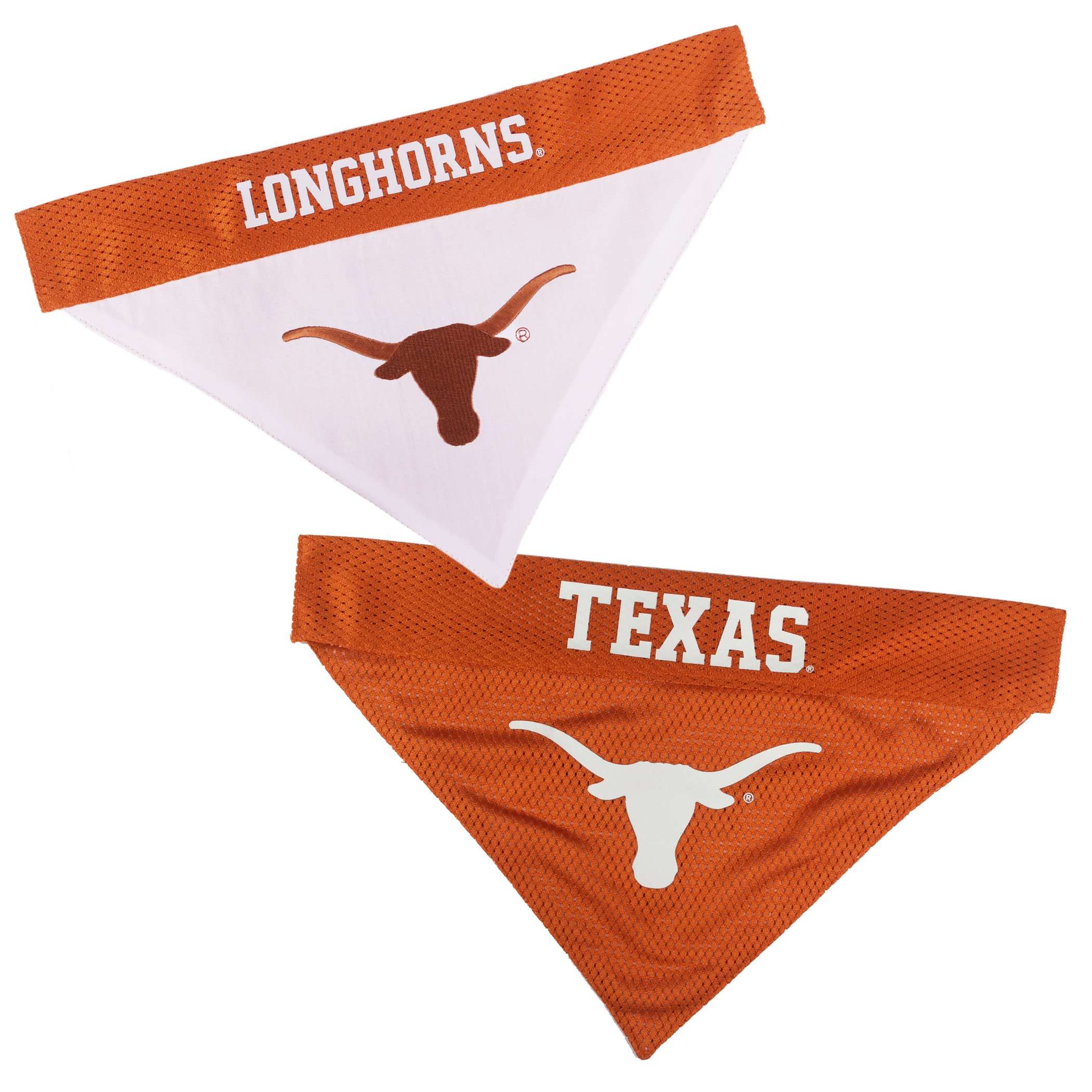 NCAA Dog Bandana - Texas Longhorns Reversible PET Bandana. 2 Sided Sports Bandana with a Premium Embroidery Team Logo, Small/Medium. - 2 Sizes & 50 College Teams Available 1