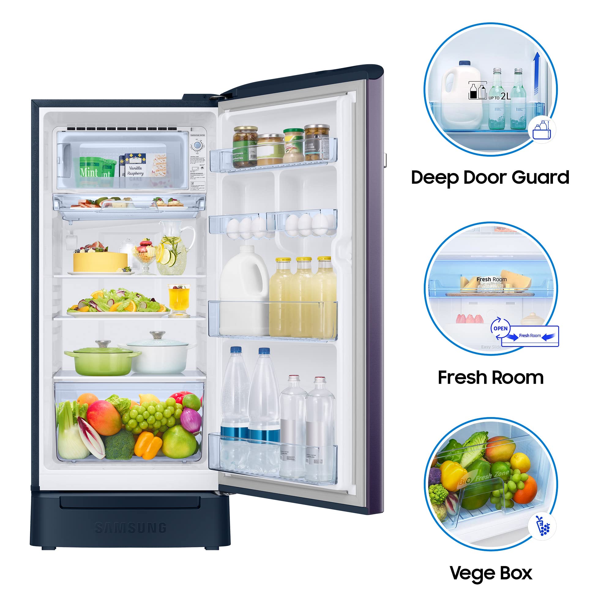 Samsung 198 L 4 Star Inverter Direct-Cool Single Door Refrigerator (RR21A2H2XUT/HL, Pebble Blue, Base Stand with Drawer) 5