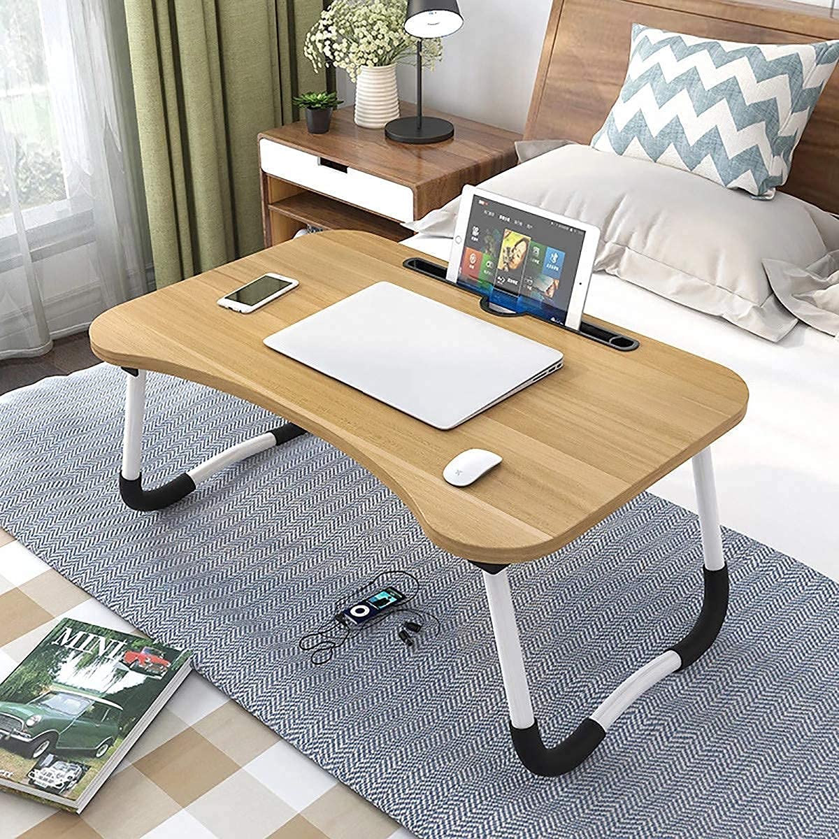 Generic LTT-0009 Multipurpose Laptop Table with Dock Stand & Non-Slip Legs Foldable and Portable Lapdesk for Study & Bed (Random Colour)